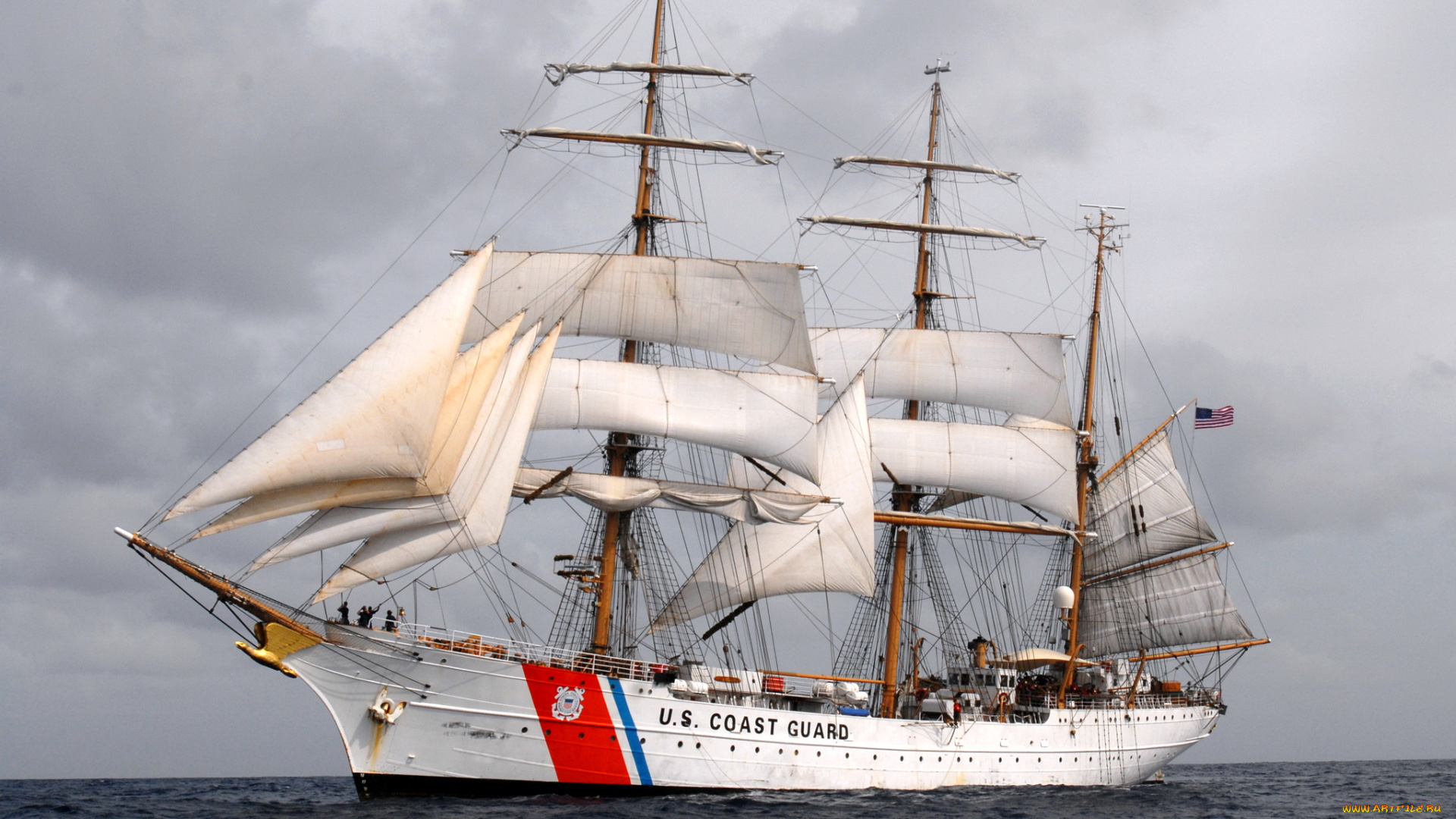 береговая, охрана, барк, eagle, корабли, парусники, парусник