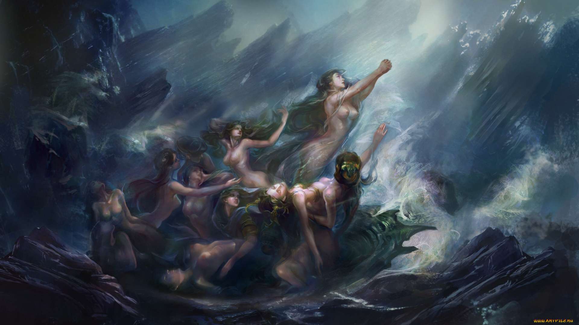 rongrong, wang, фэнтези, русалки