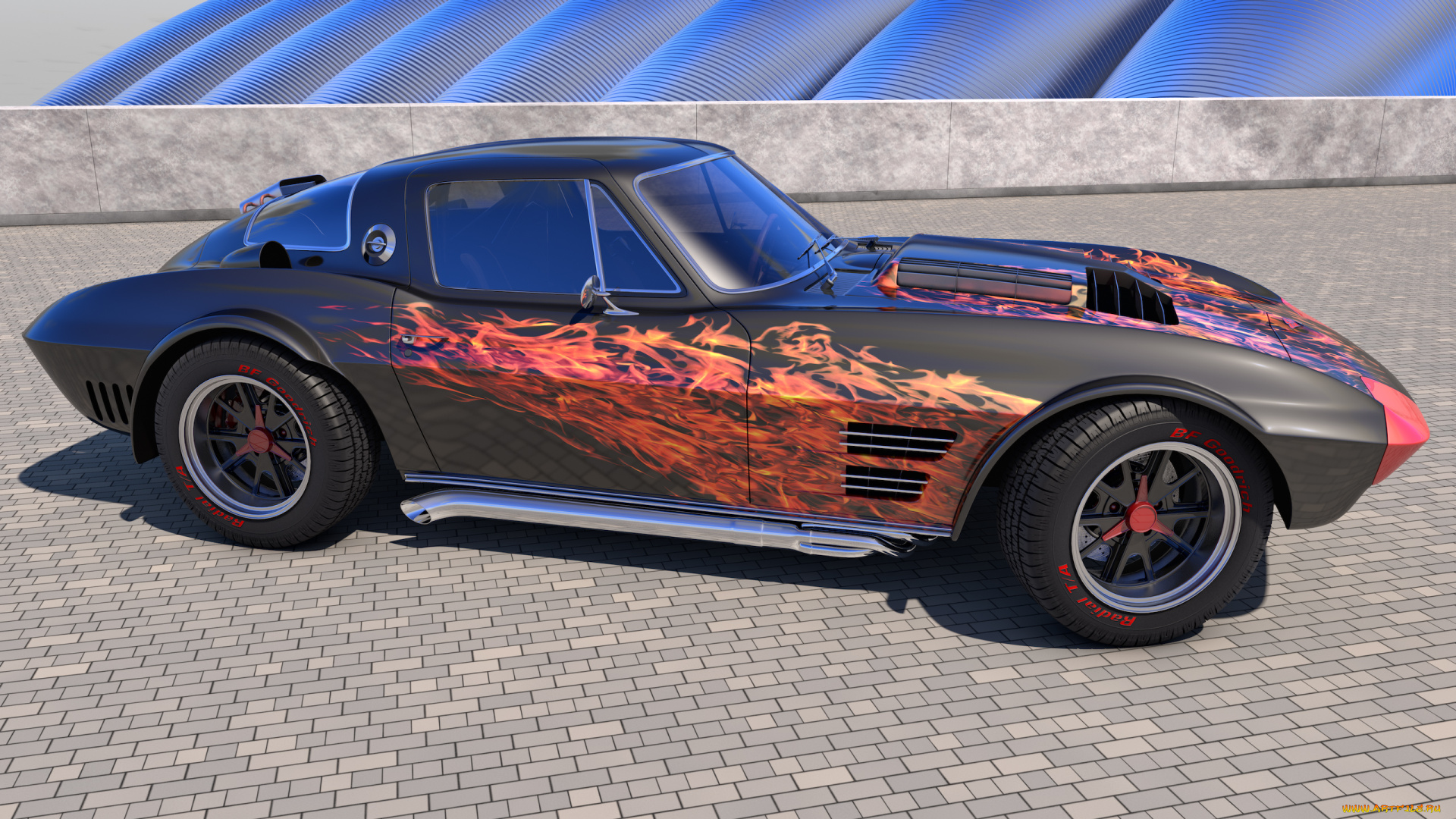 автомобили, 3д, sport, grand, corvette, chevrolet, 1964