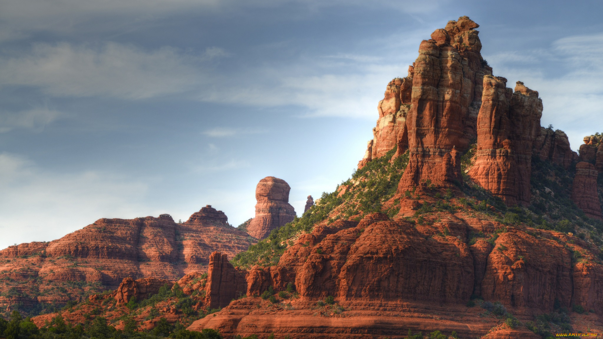 природа, горы, каньон, красные, скалы