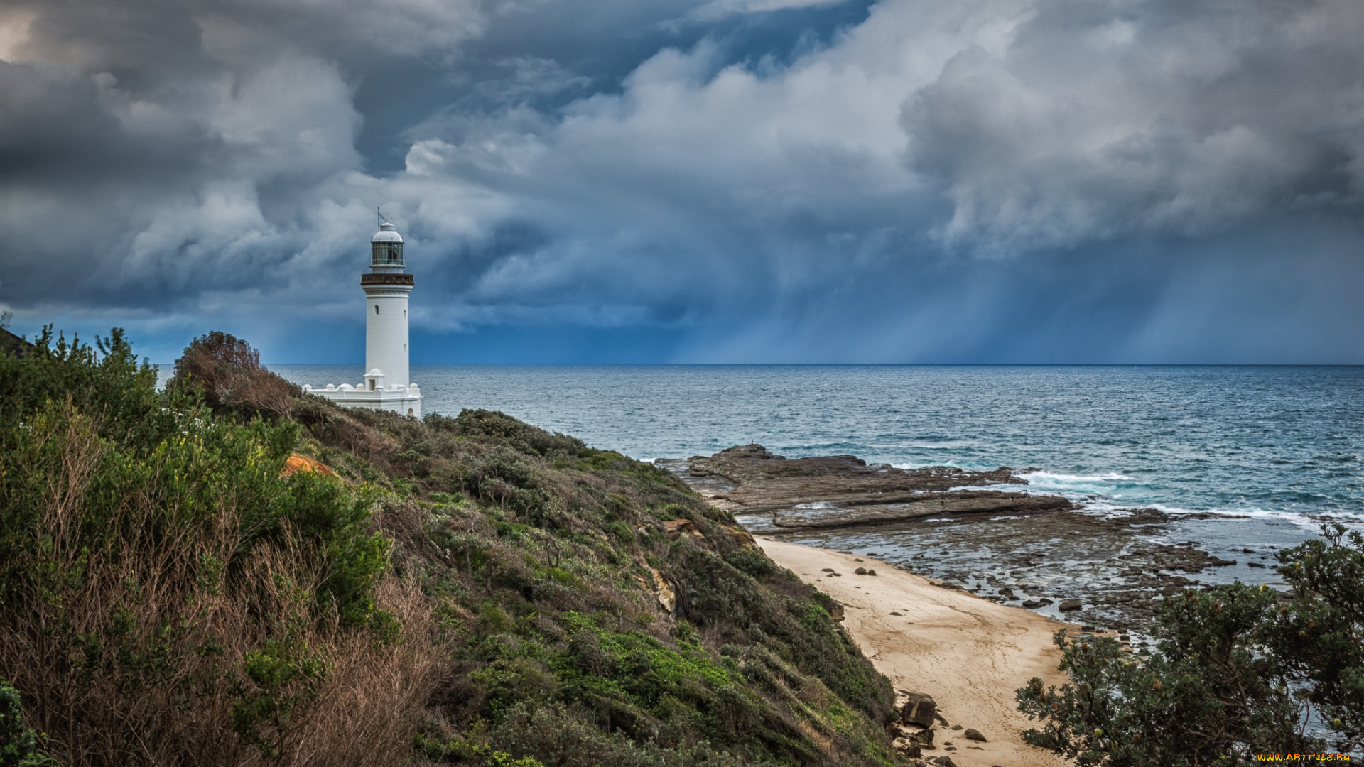 природа, маяки, океан, маяк, побережье, горизонт