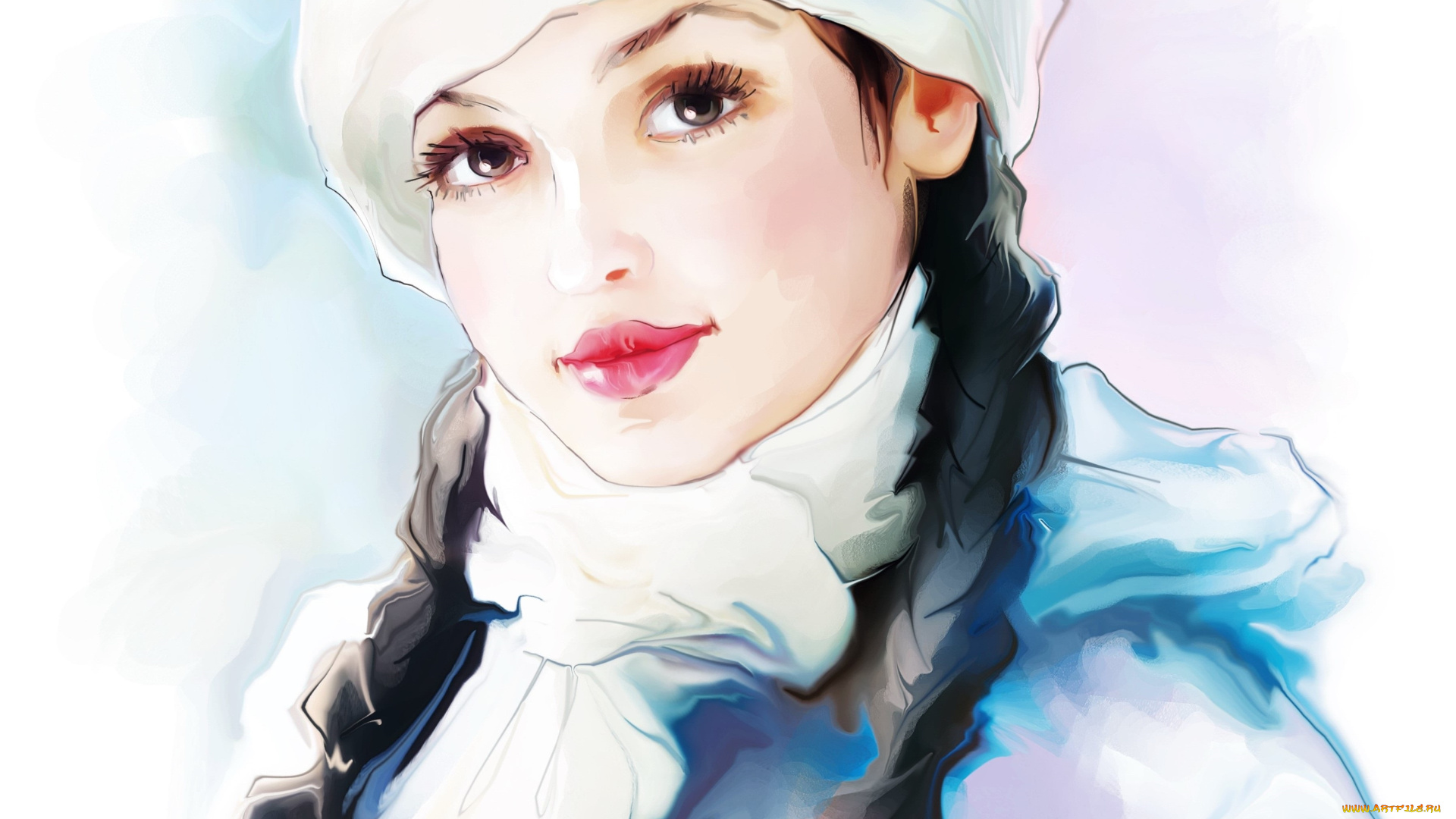 рисованные, люди, косички, девушка