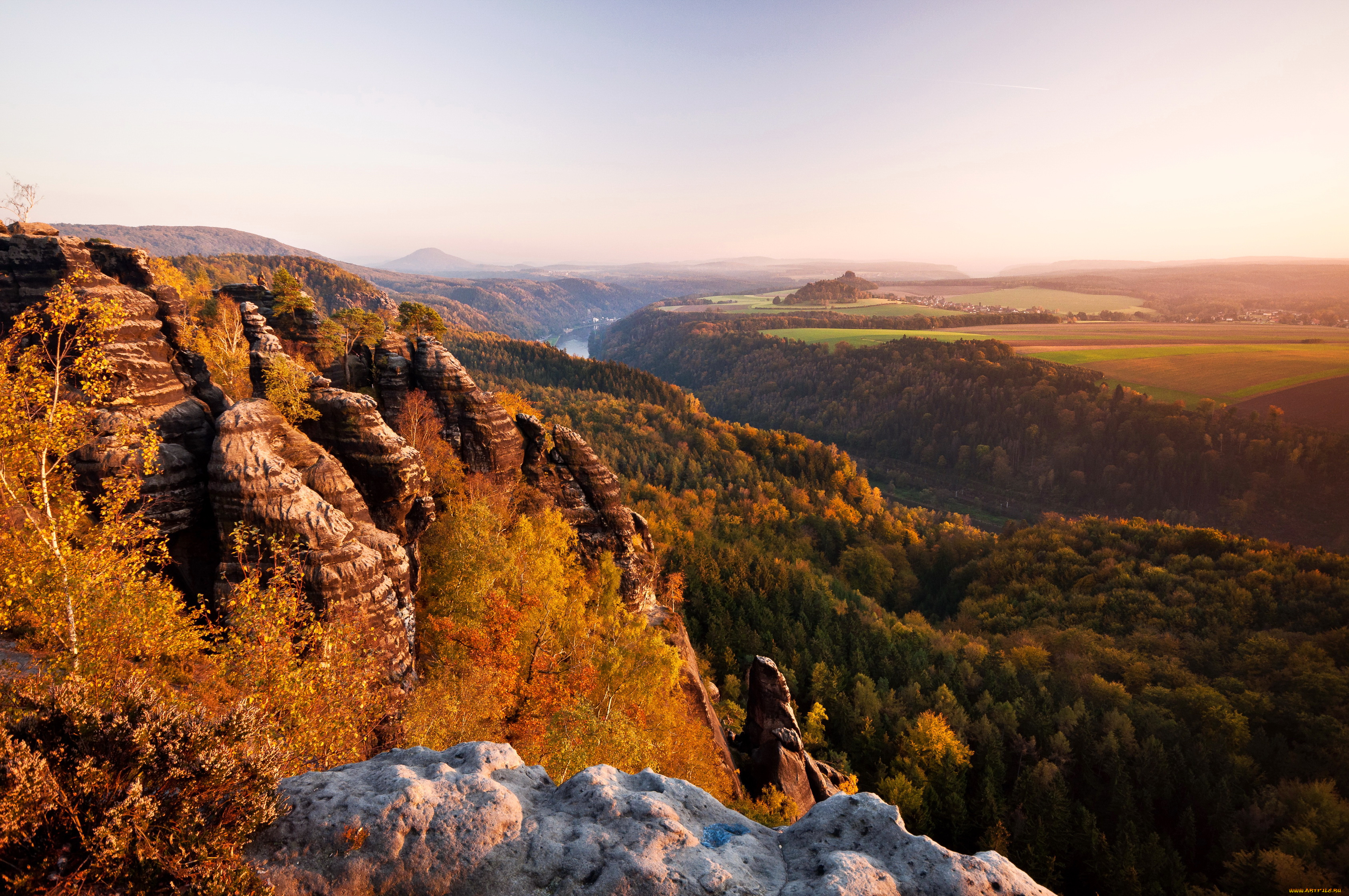 schandau, germany, природа, пейзажи, осень, горы, лес, река