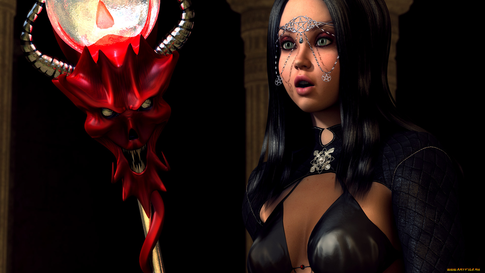 3д, графика, фантазия, , fantasy, фон, взгляд, девушка, шест