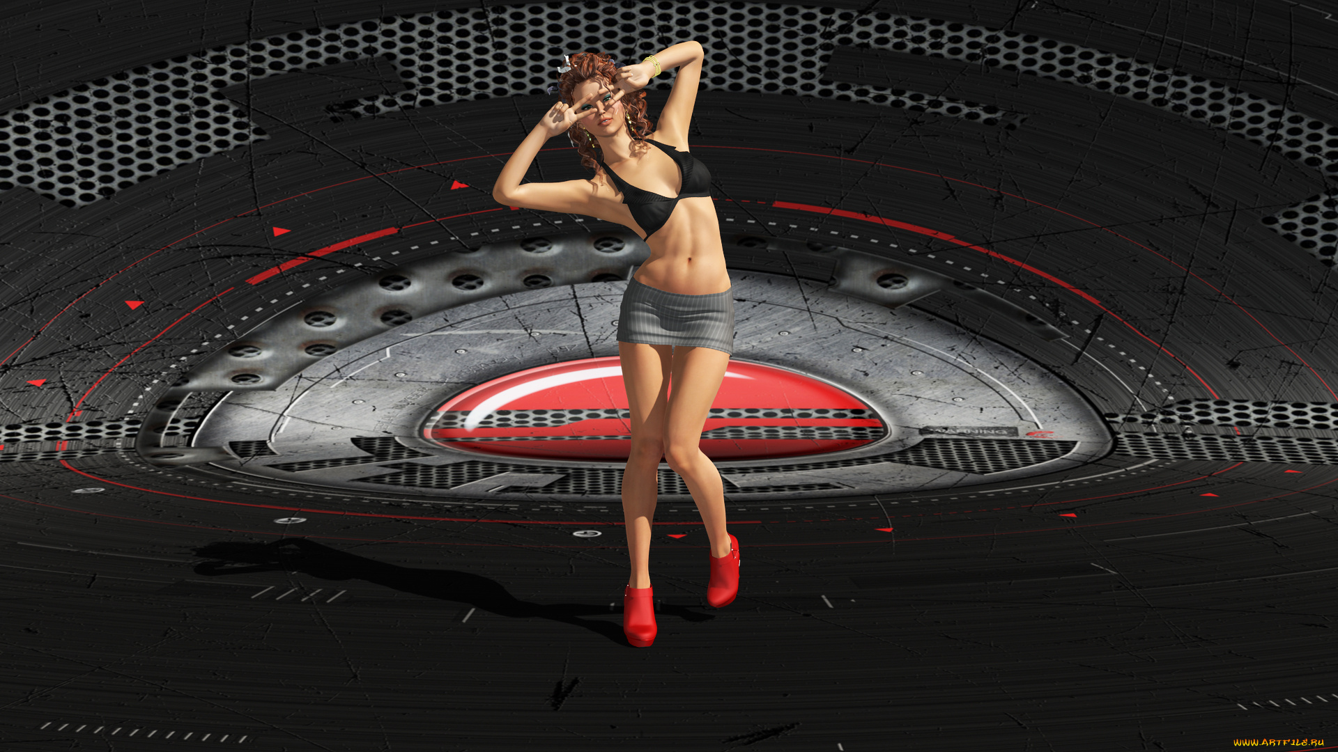 3д, графика, люди, , people, фон, взгляд, лифчик, юбка, жест, девушка