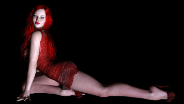 обоя 3д графика, люди , people, девушка, взгляд, фон, рыжая