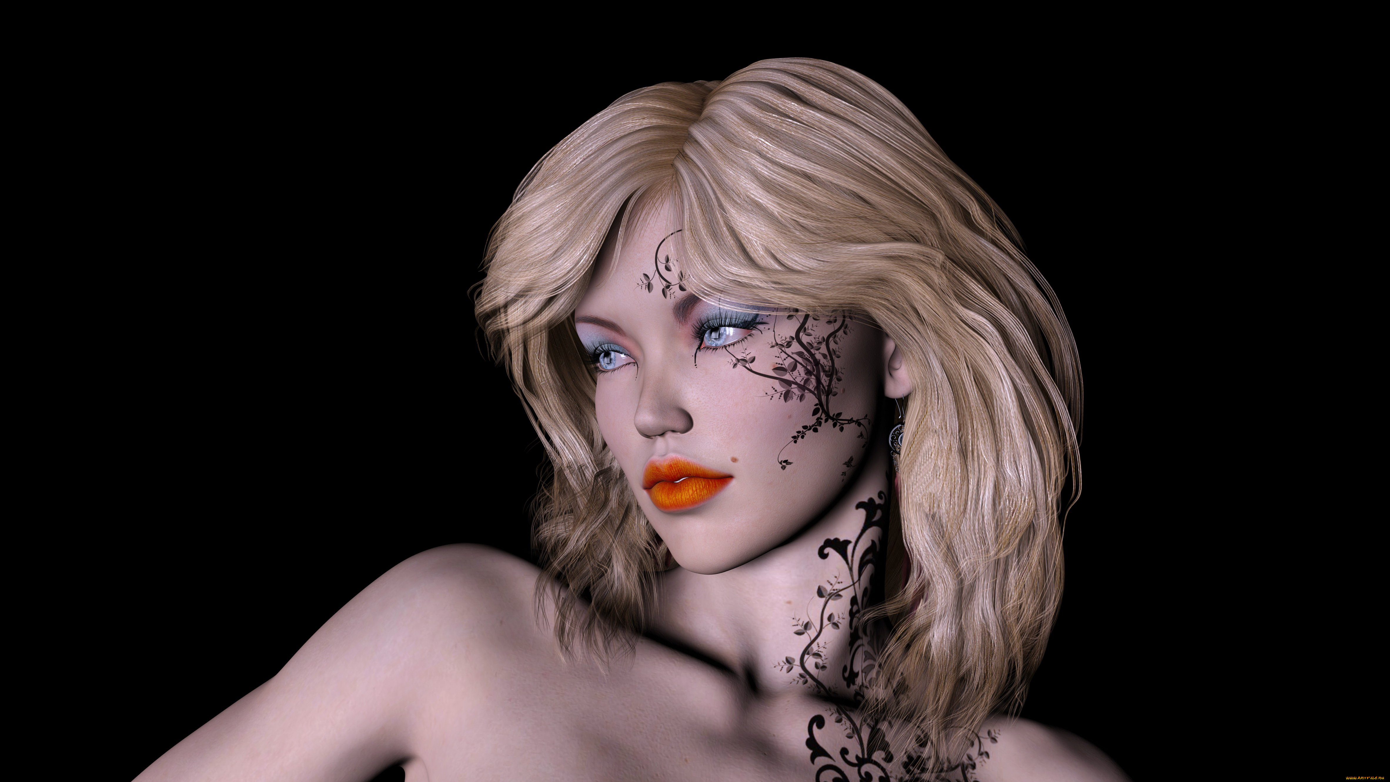 3д, графика, портрет, , portraits, блондинка, фон, взгляд, девушка