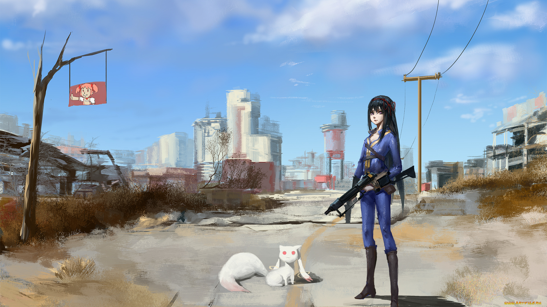 аниме, mahou, shoujo, madoka, magika, kaname, madoka, akemi, homura, арт, blackrabbitsoul, mahou, shoujo, magica, оружие, девушка, kyuubee