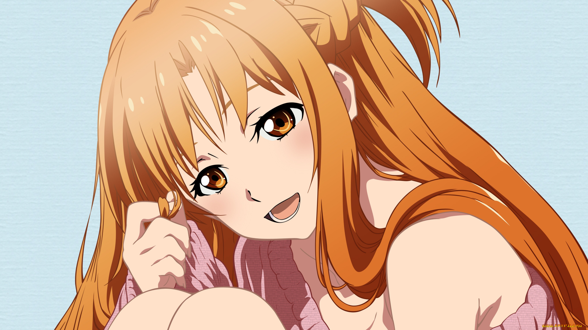 аниме, sword, art, online, асуна, рыжая, девушка, фон