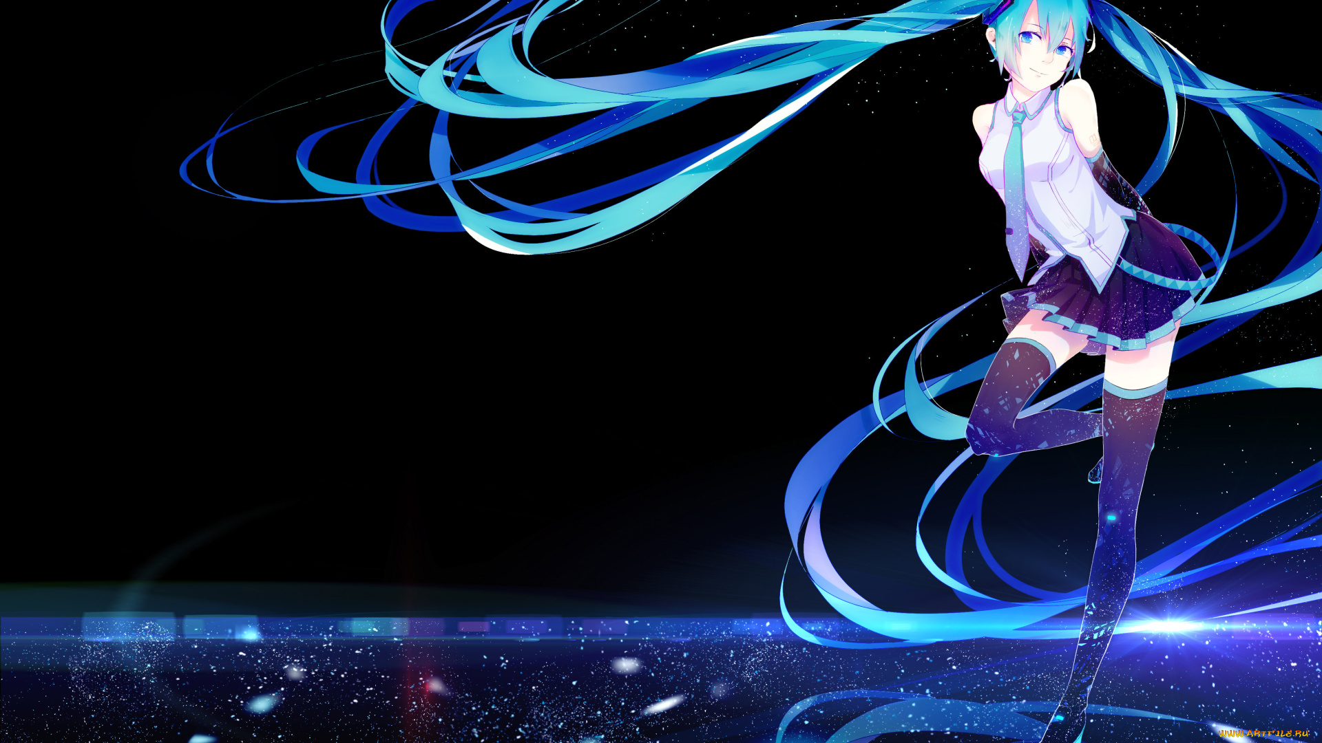 аниме, vocaloid, волосы, арт, фон, девушка, hatsune, miku