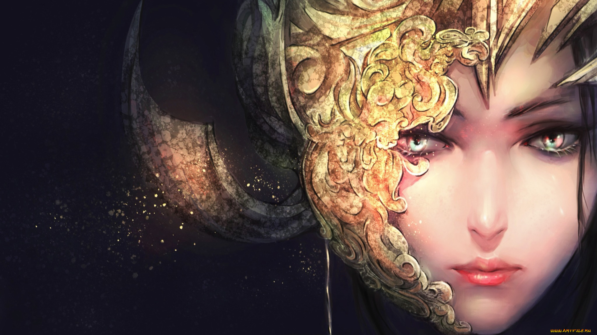 фэнтези, девушки, арт, маска, девушка, лицо