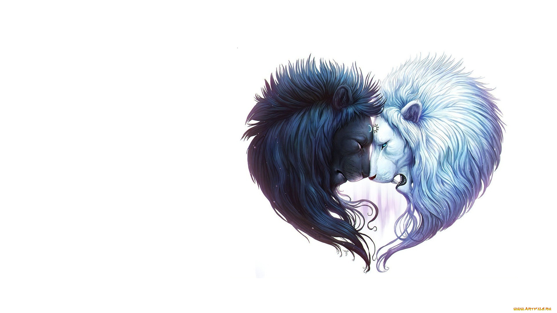 рисованное, минимализм, сердце, арт, лев