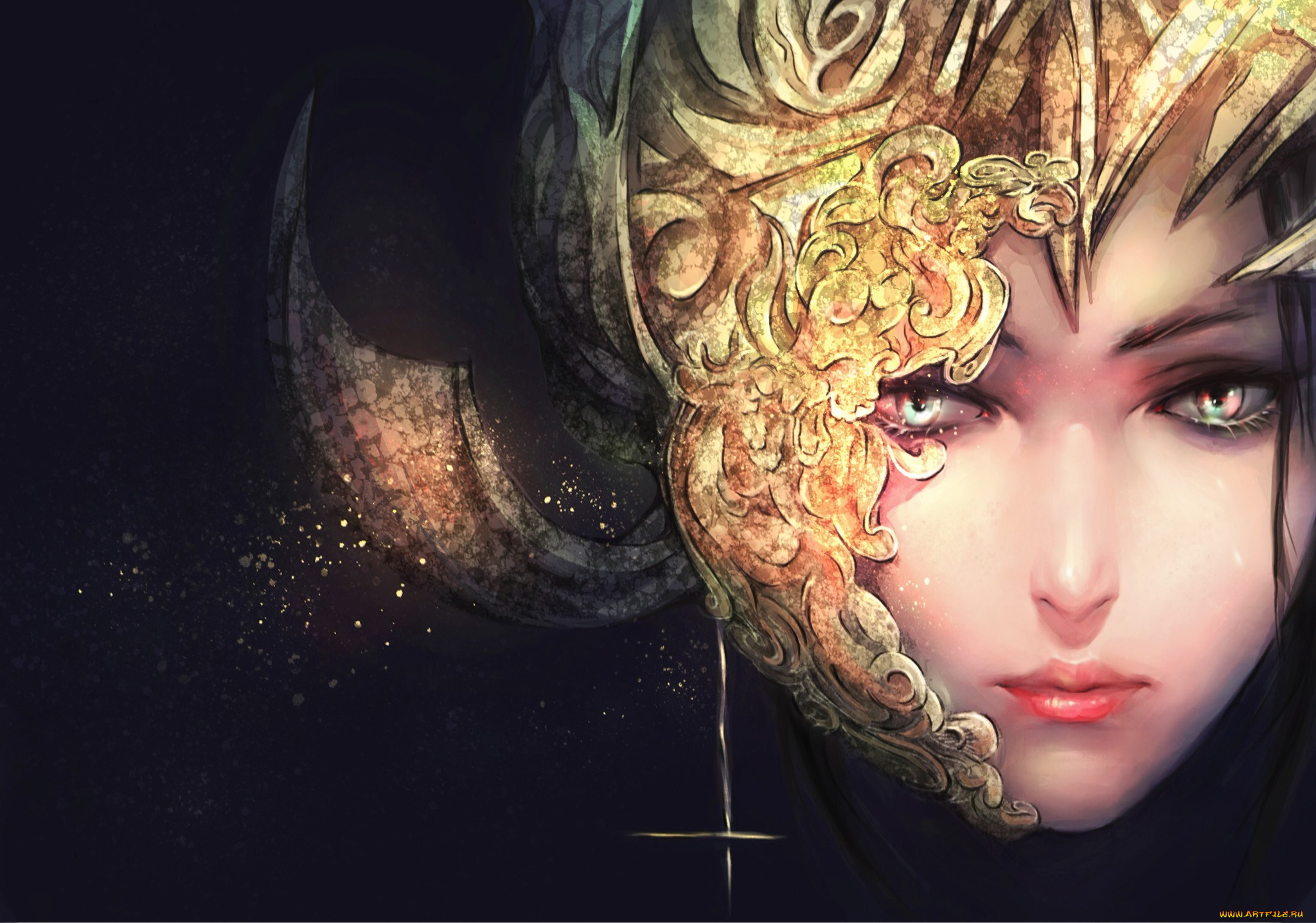 фэнтези, девушки, арт, маска, девушка, лицо