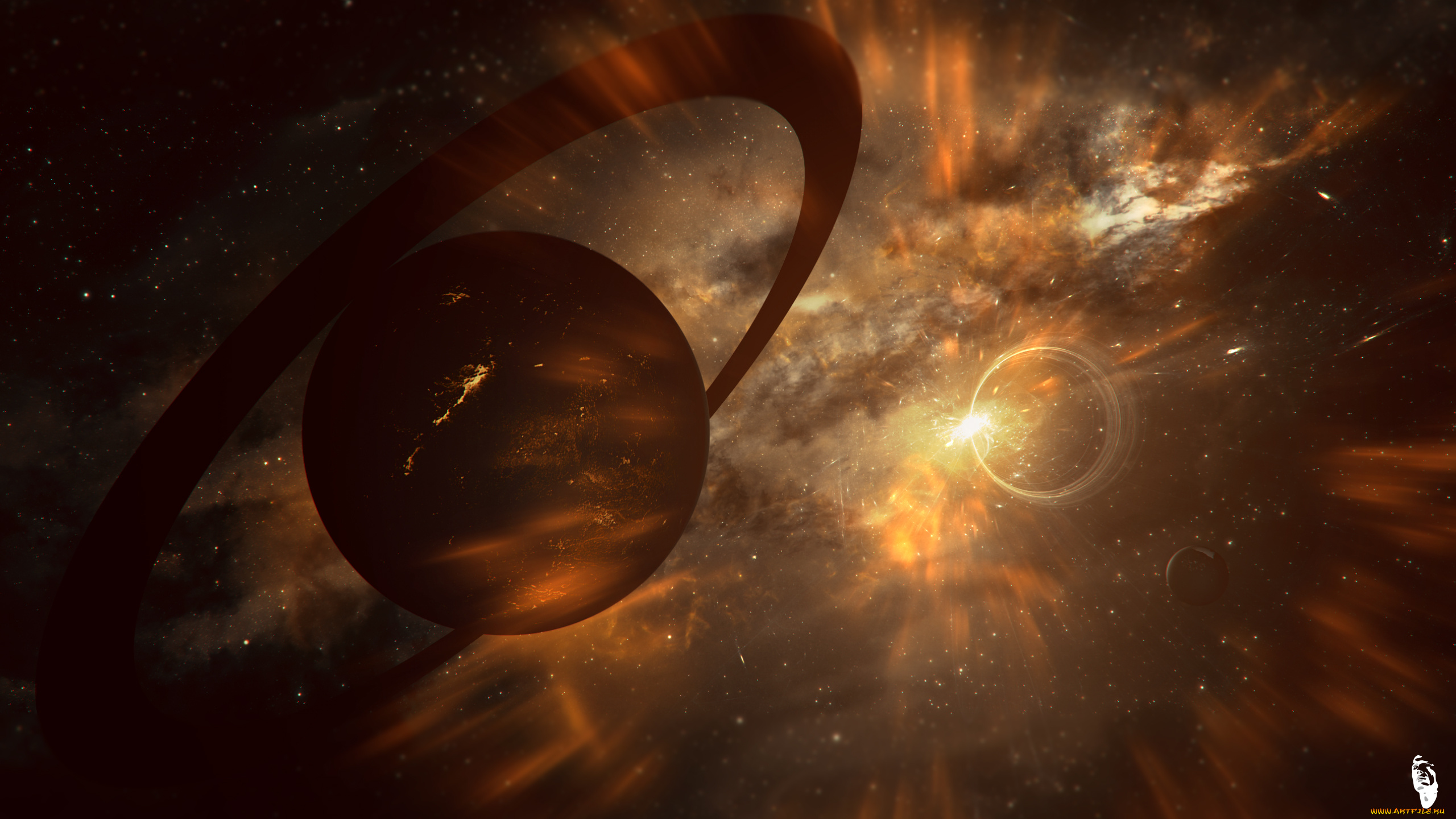 космос, арт, галактика, вселенная, звезды, планеты