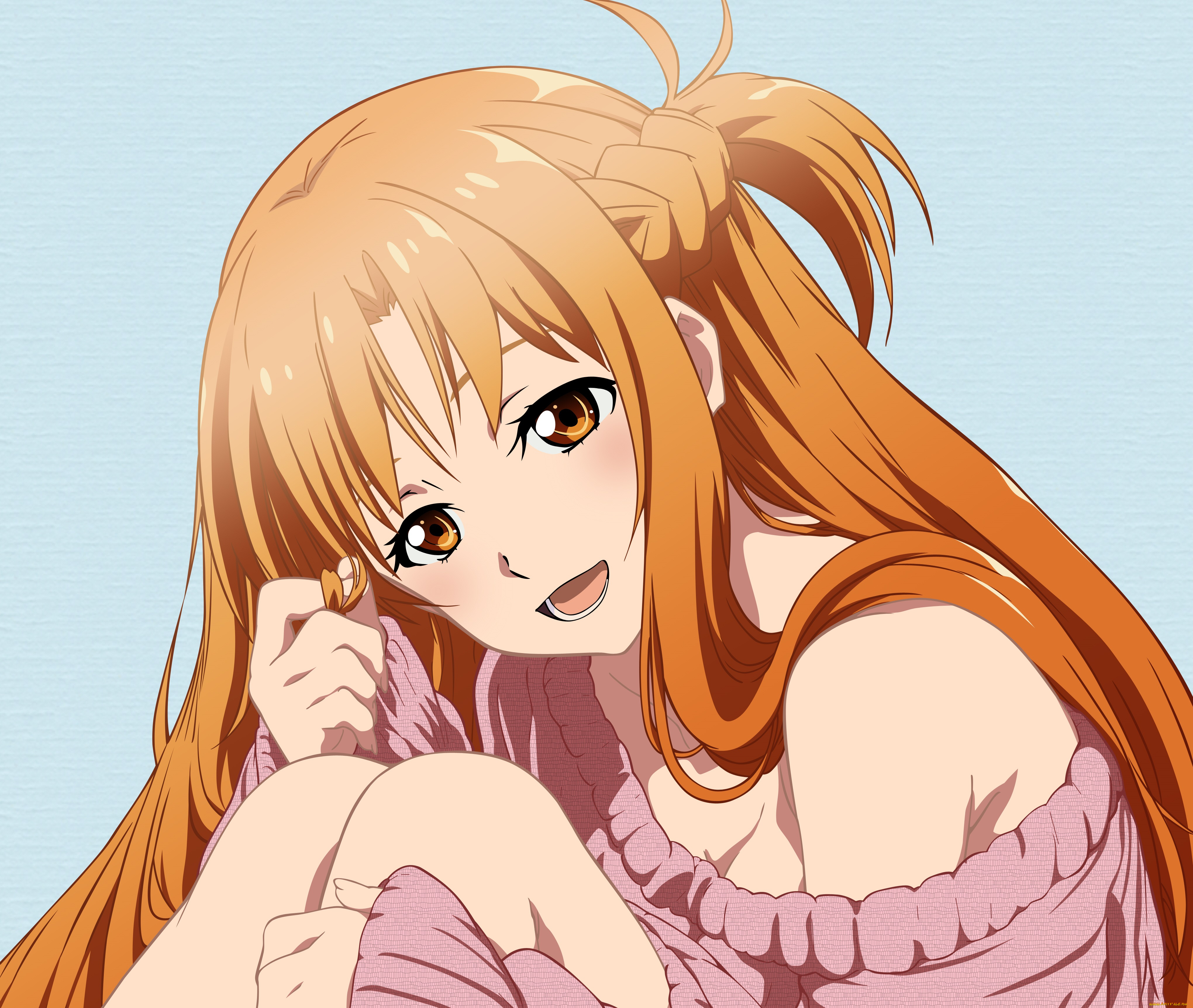 аниме, sword, art, online, асуна, рыжая, девушка, фон