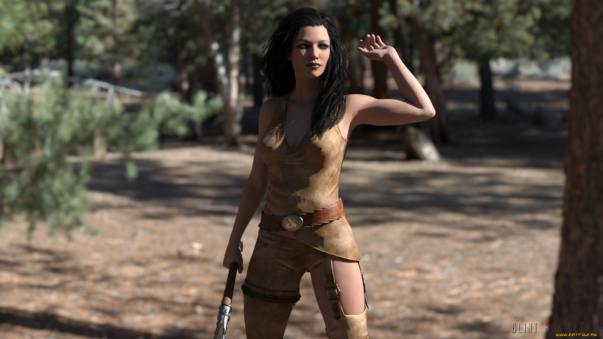 3д, графика, амазонки, , amazon, девушка, взгляд, фон