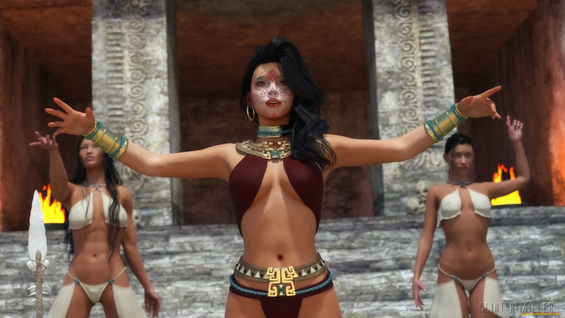 3д, графика, фантазия, , fantasy, девушка, фон, взгляд