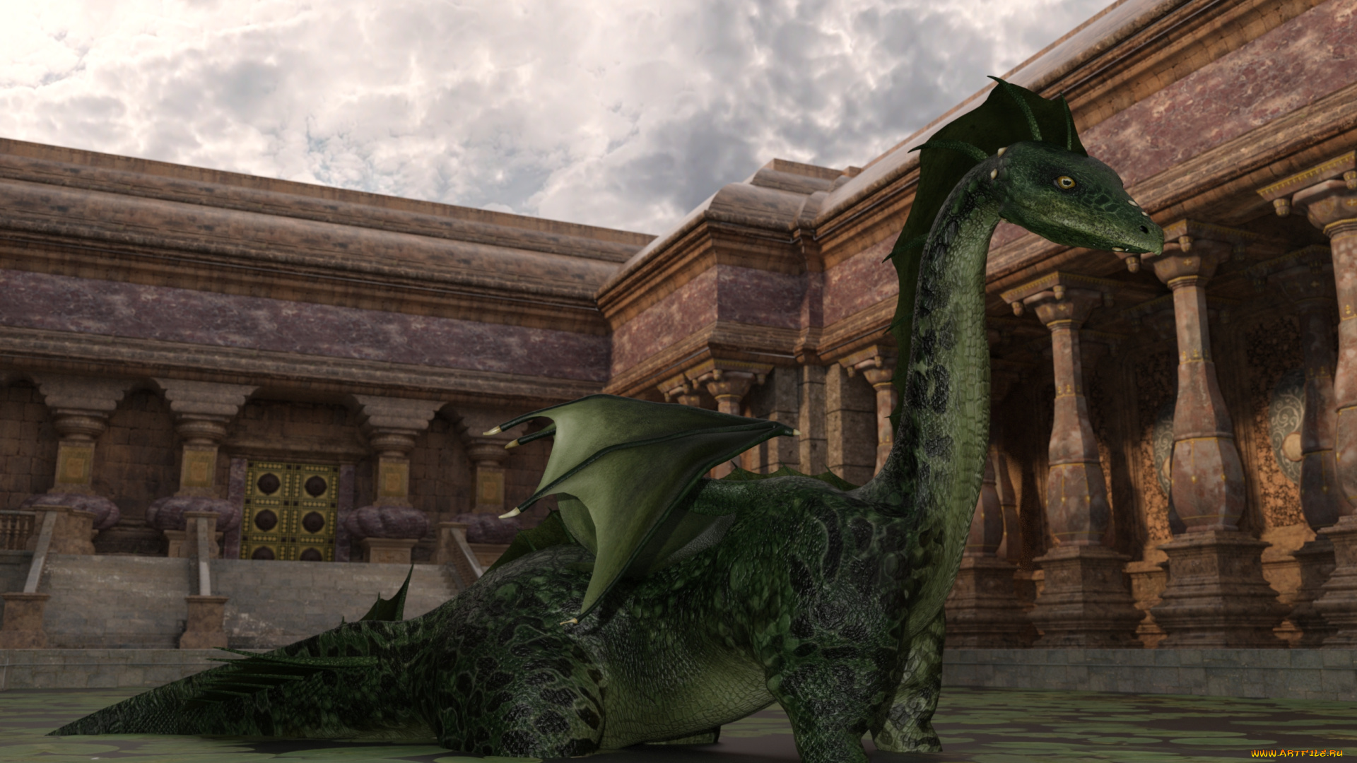 3д, графика, существа, , creatures, фон, дракон