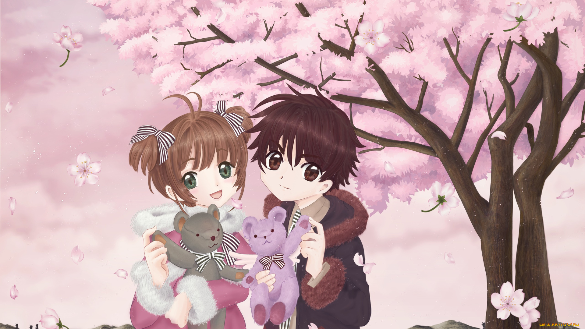 аниме, card, captor, sakura, взгляд, фон, девушка