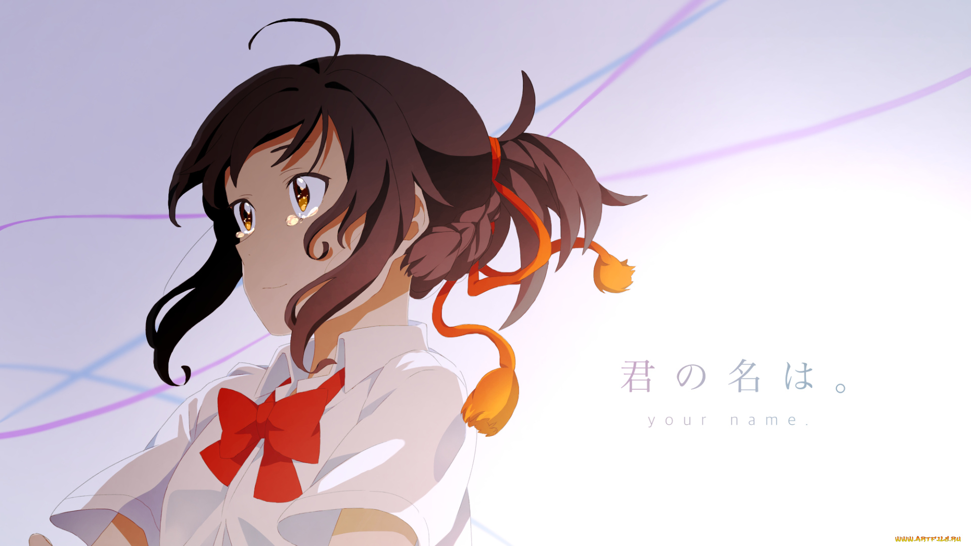 аниме, kimi, no, na, wa, фон, взгляд, девушка