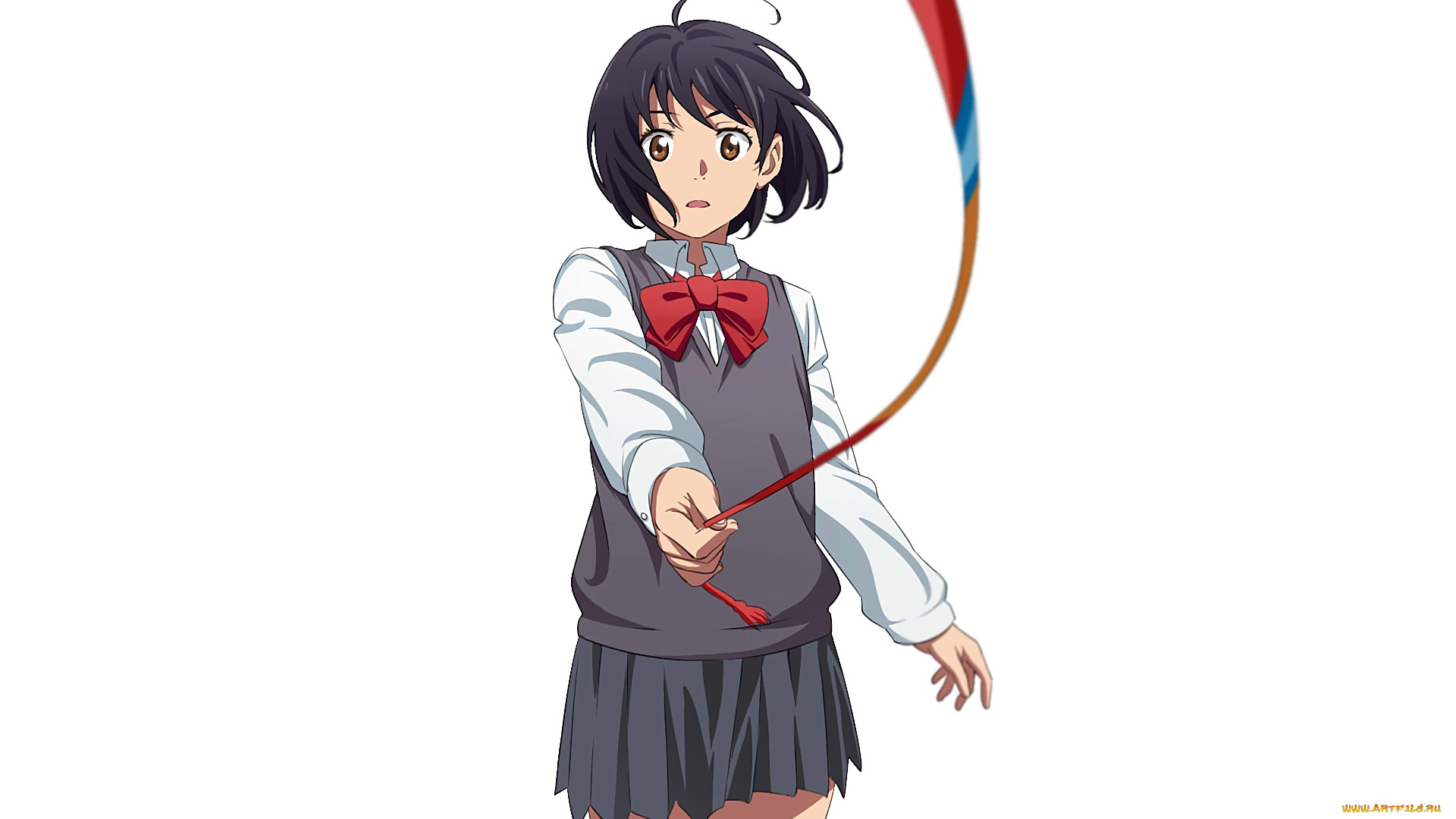 аниме, kimi, no, na, wa, взгляд, девушка, фон