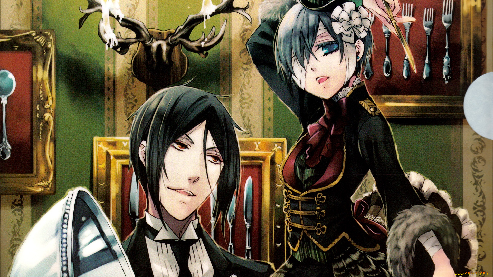 аниме, kuroshitsuji, себастьян, сиэль