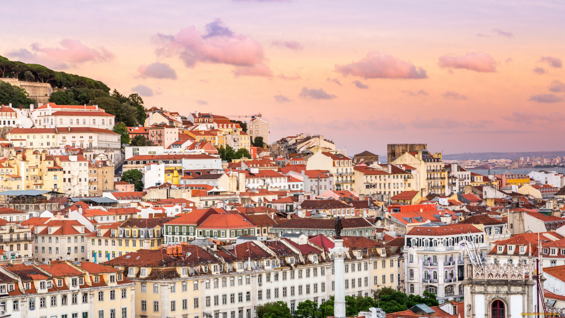 города, лиссабон, , португалия, панорама