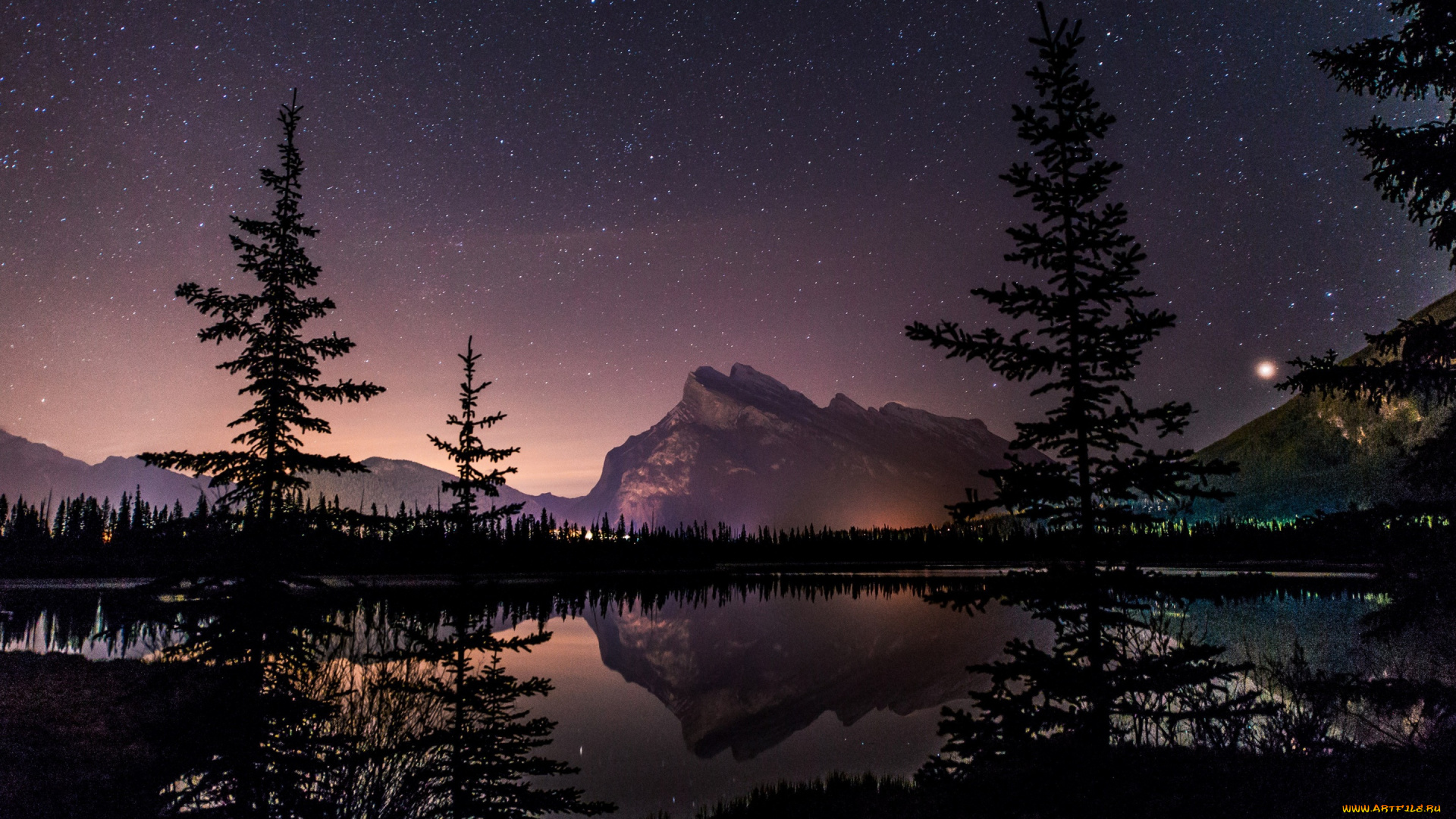 природа, реки, озера, ночь