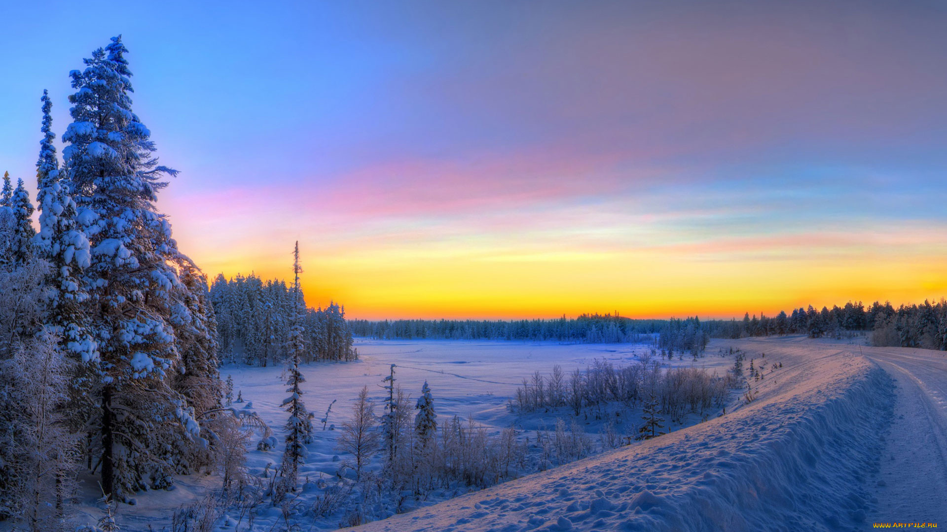 природа, зима, снег, лес