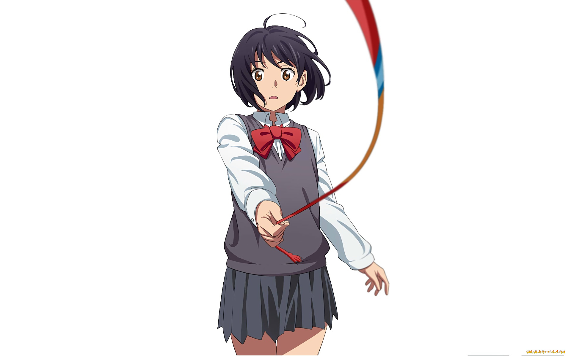 аниме, kimi, no, na, wa, взгляд, девушка, фон