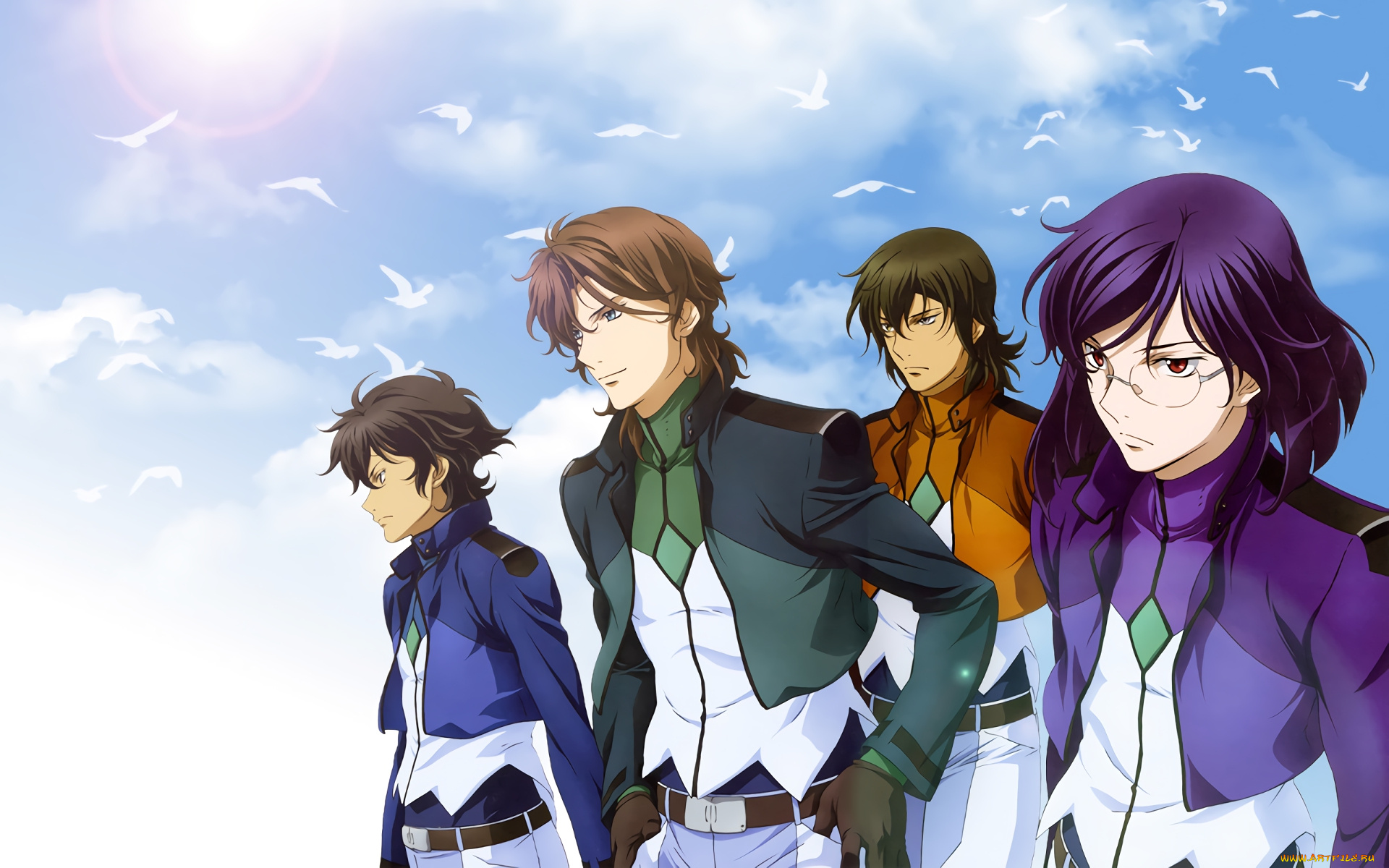 аниме, mobile, suit, gundam, парень, взгляд, фон