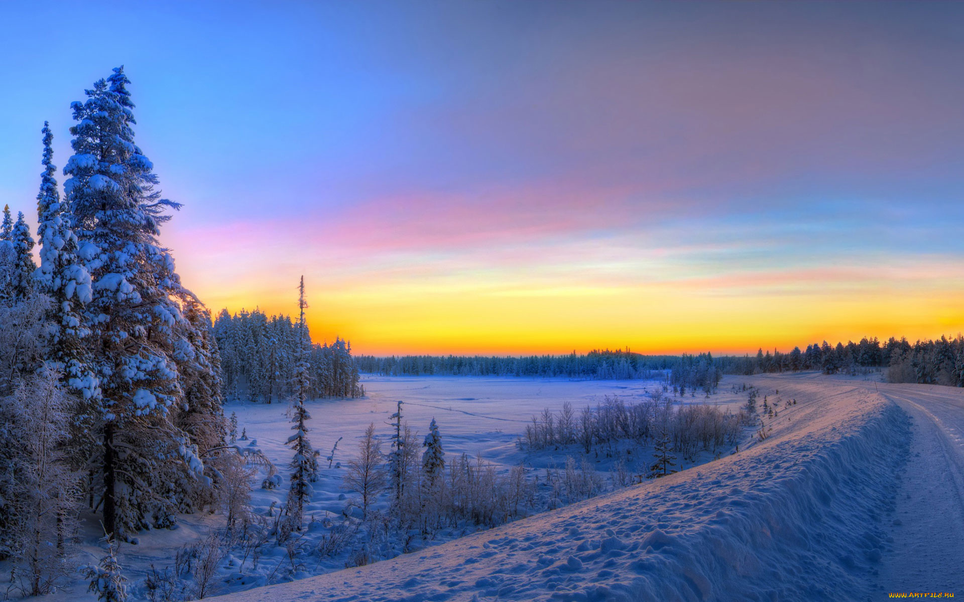 природа, зима, снег, лес