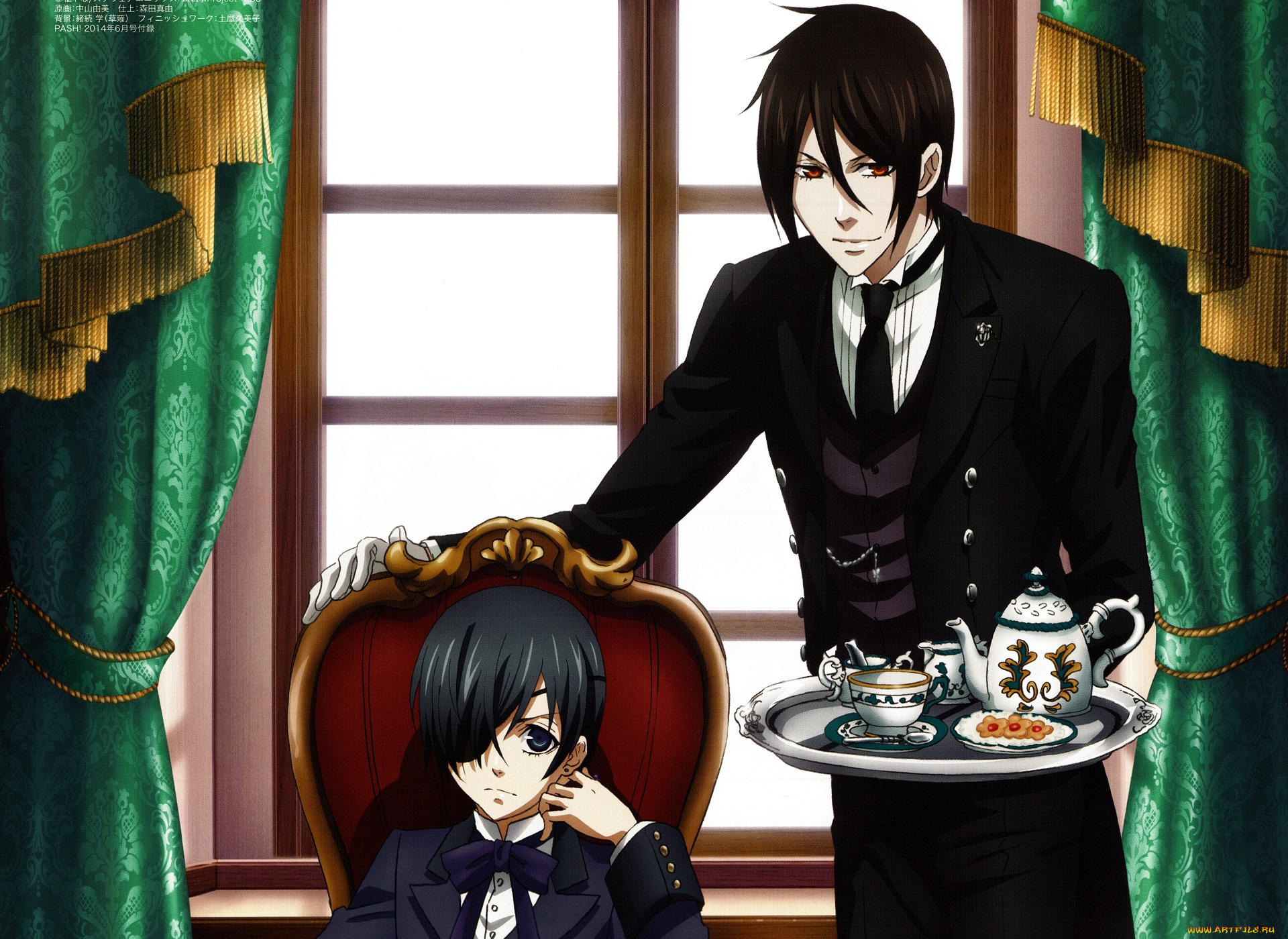 аниме, kuroshitsuji, себастьян, сиэль