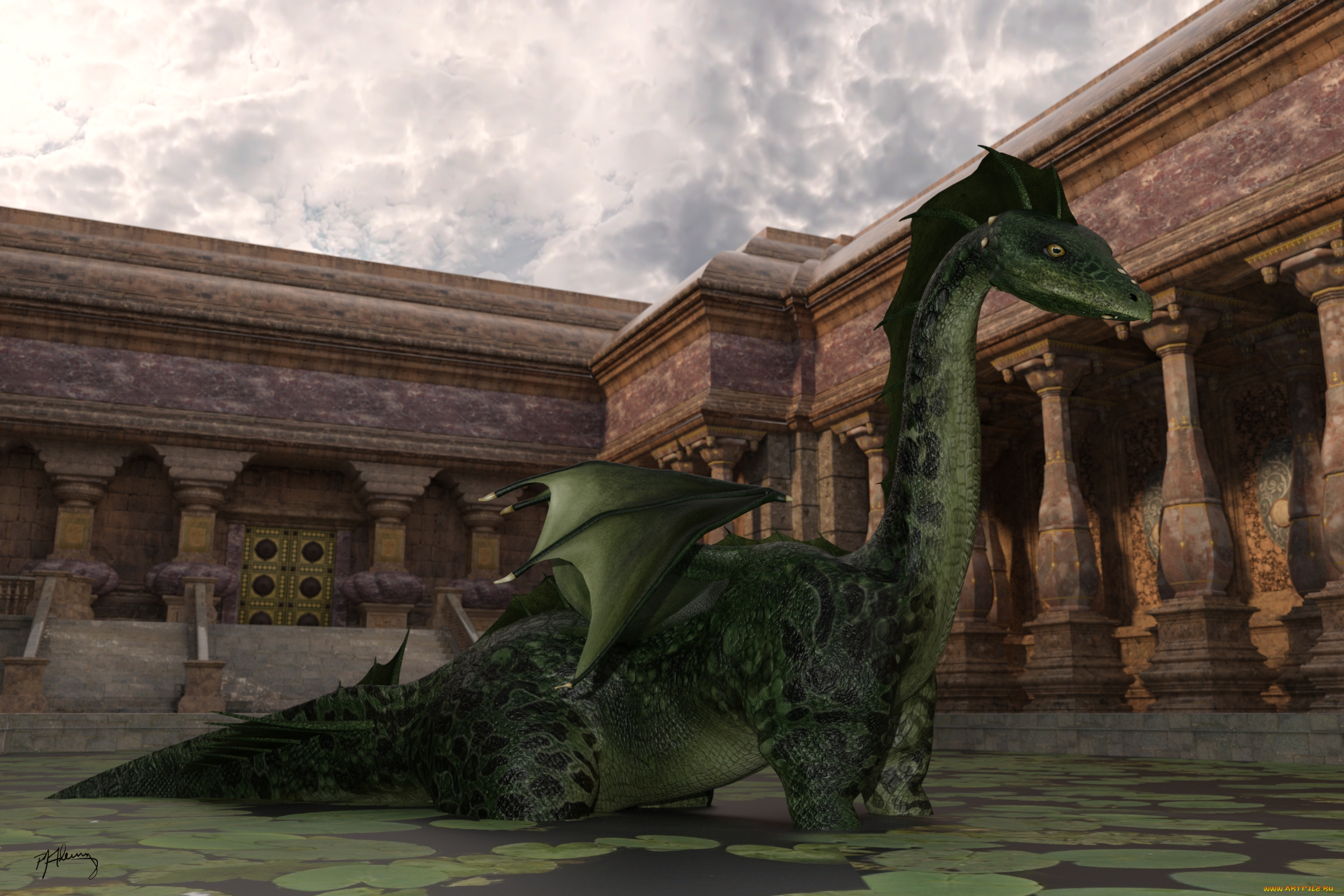 3д, графика, существа, , creatures, фон, дракон