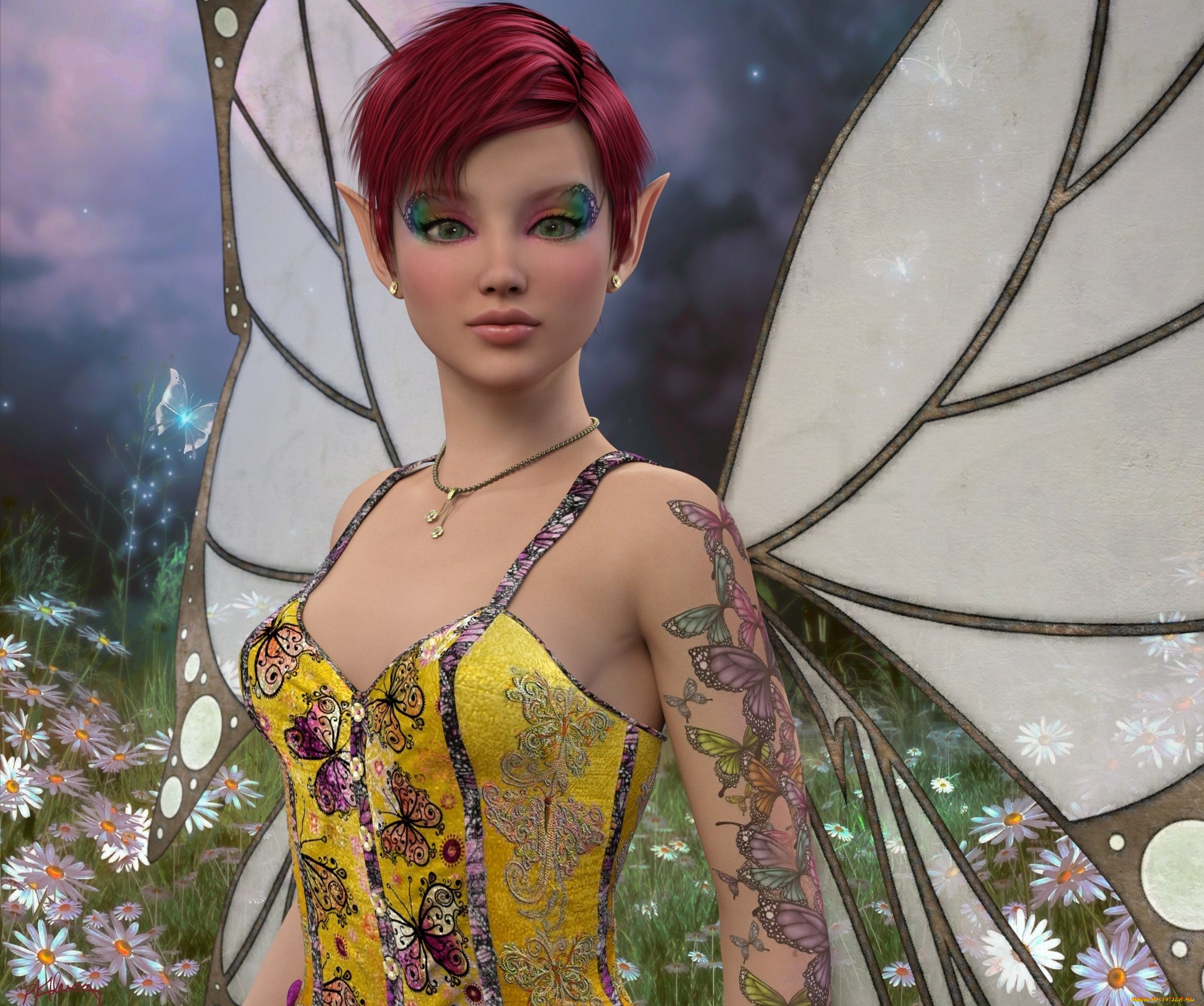 3д, графика, эльфы, , elves, эльфийка, взгляд, фон