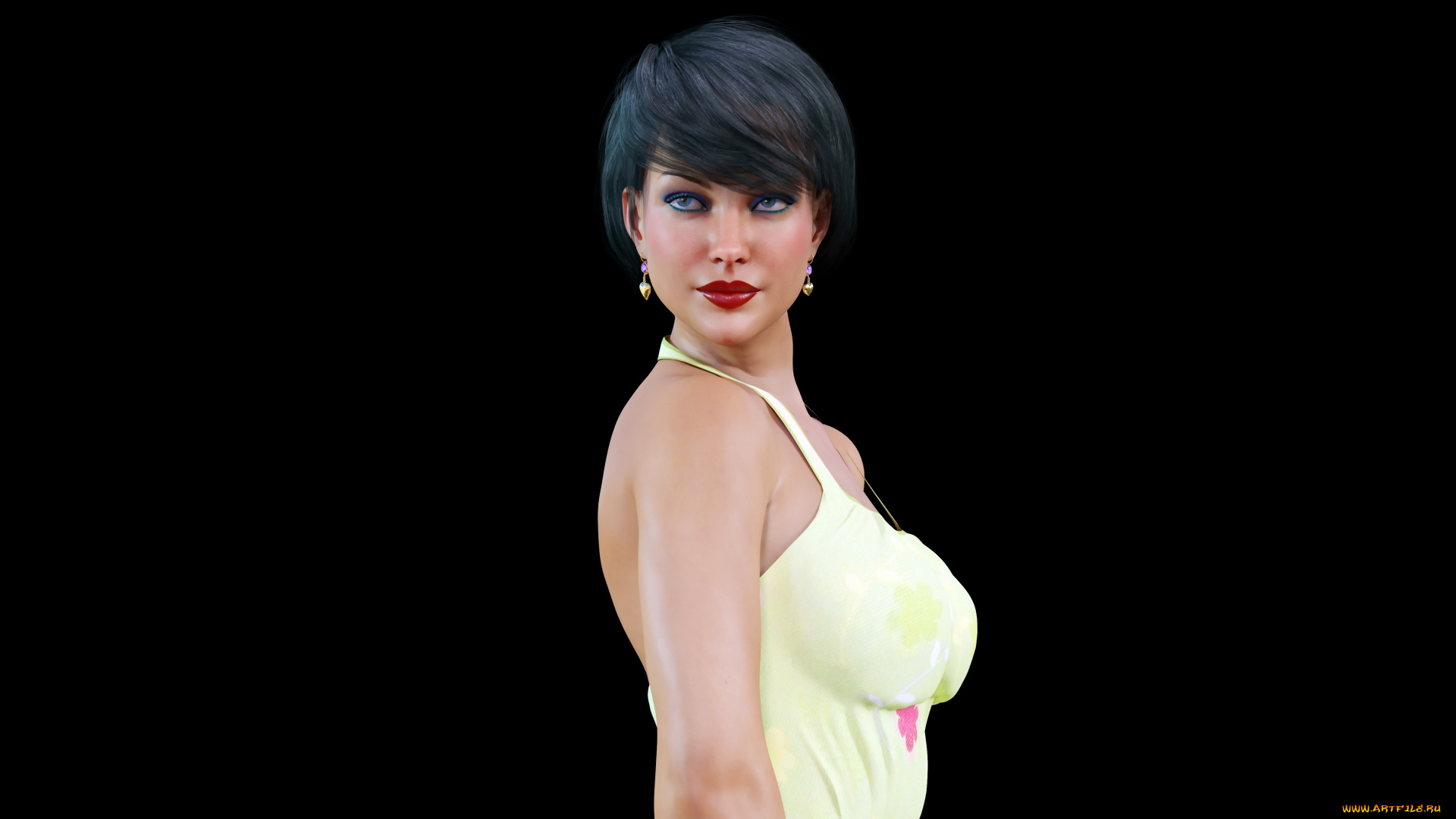 3д, графика, люди, , people, девушка, взгляд, фон