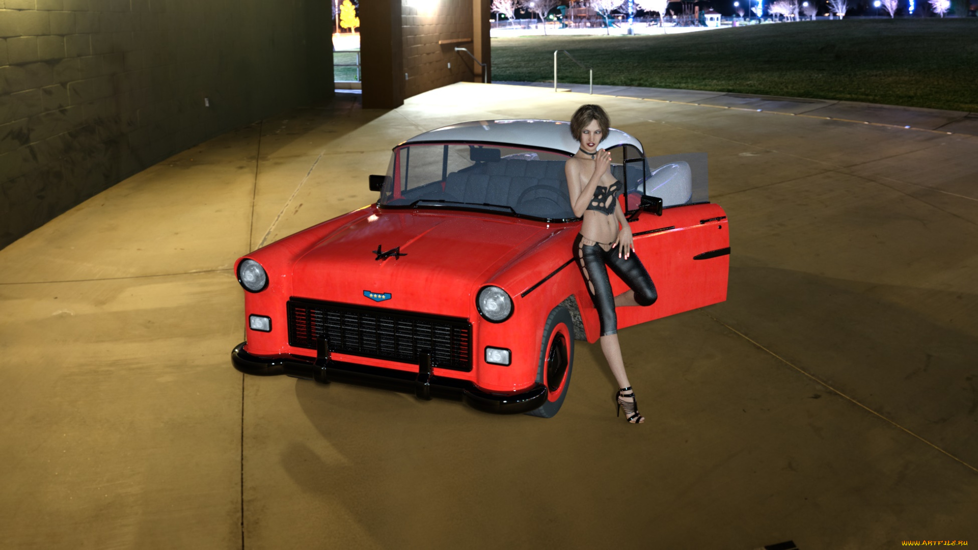 3д, графика, люди-авто, мото, , people-, car, , , moto, девушка, взгляд, фон