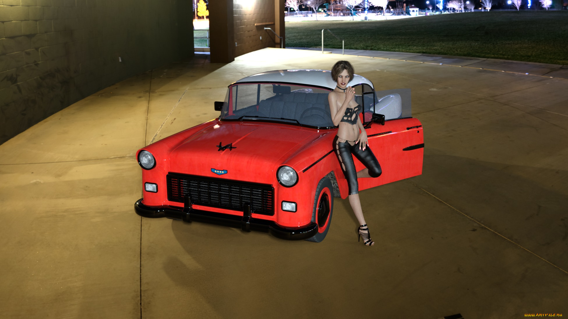 3д, графика, люди-авто, мото, , people-, car, , , moto, девушка, взгляд, фон