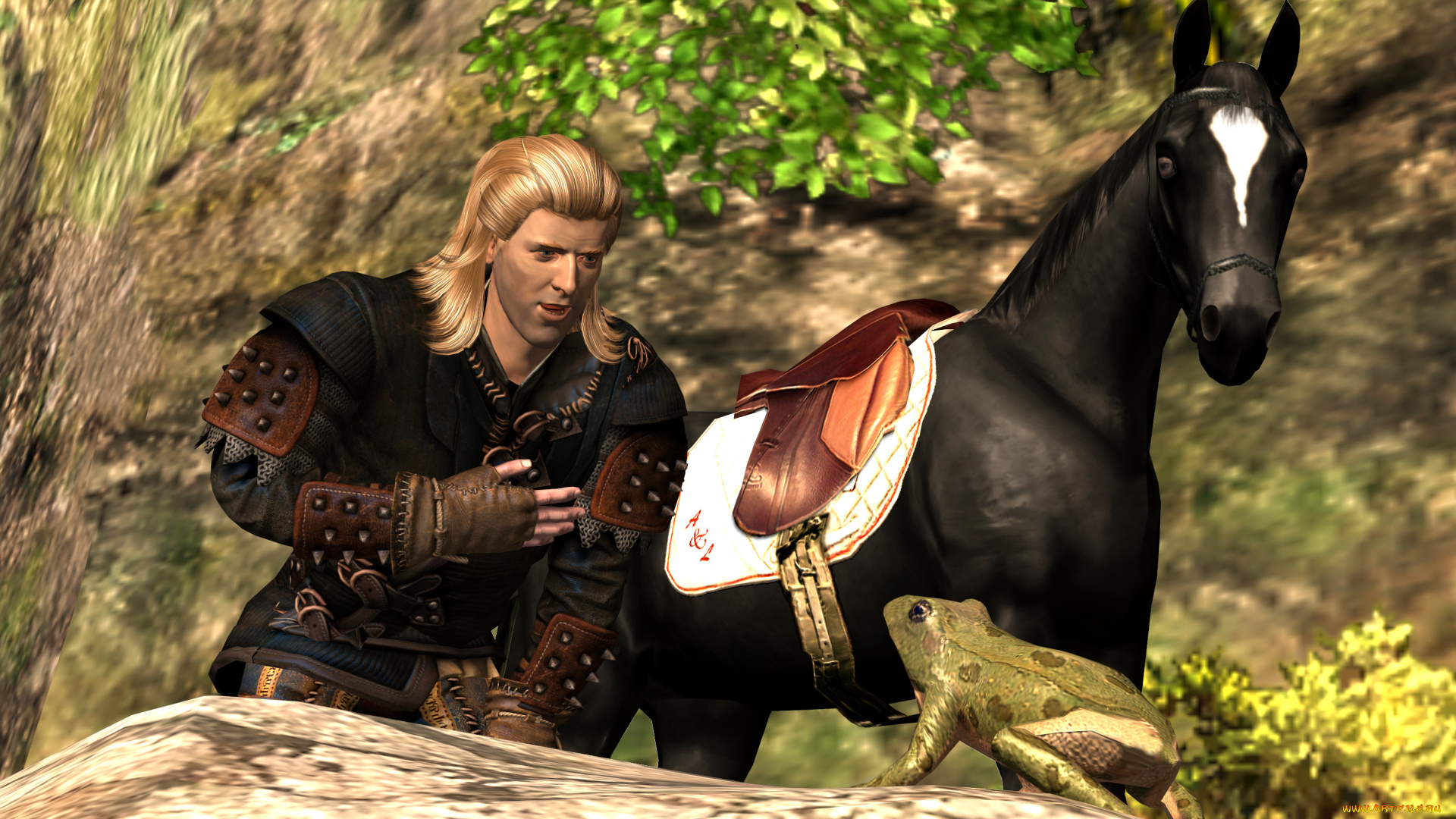 3д, графика, фантазия, , fantasy, лошадь, взгляд, фон, мужчина