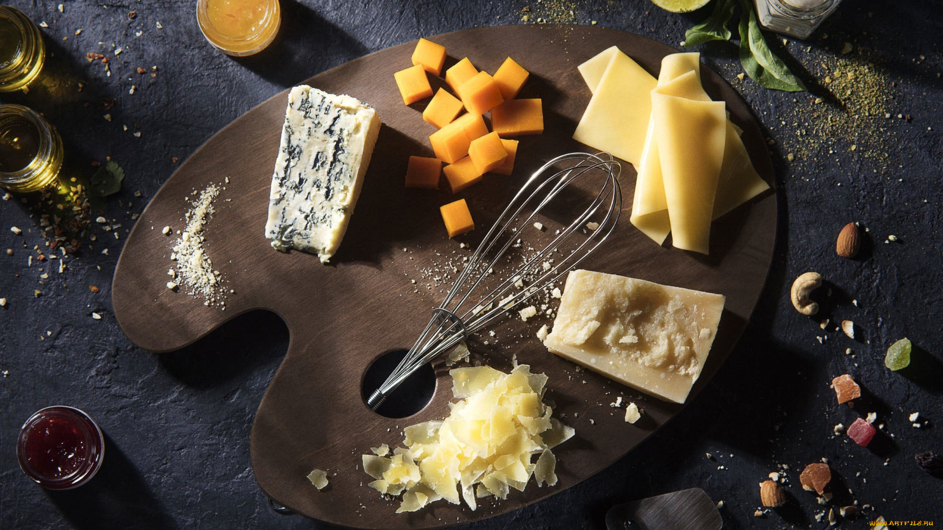 еда, сырные, изделия, нарезка, джем, сыр