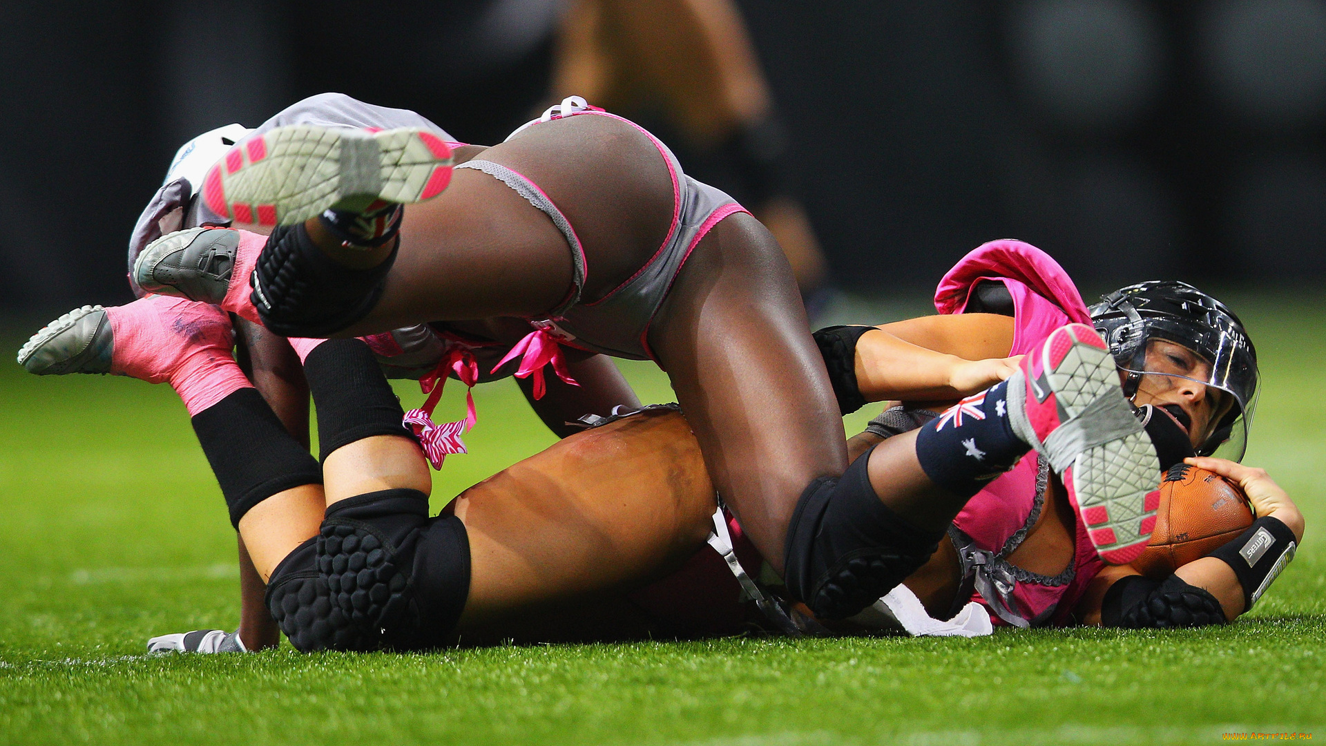 спорт, американский, футбол, девушки, взгляд, фон