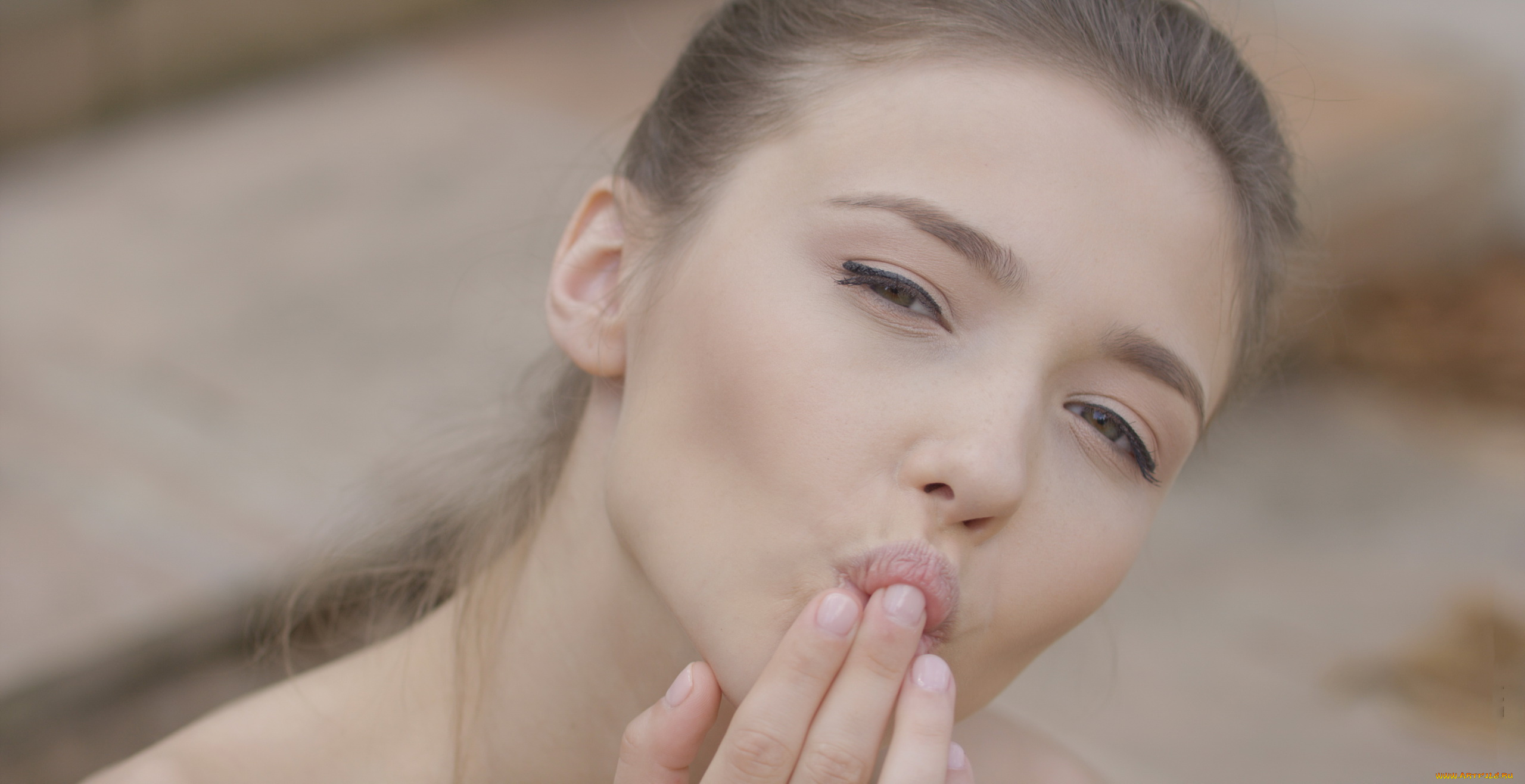 девушки, mila, azul, девушка, фон, взгляд