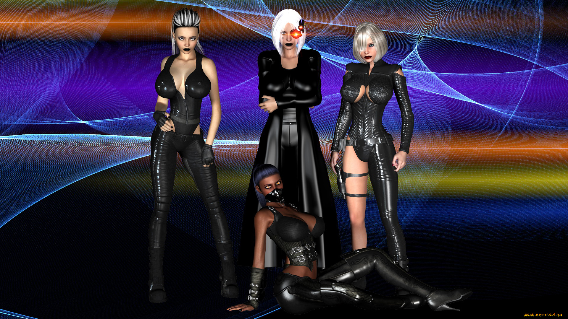 3д, графика, фантазия, , fantasy, девушки, фон, взгляд, униформа