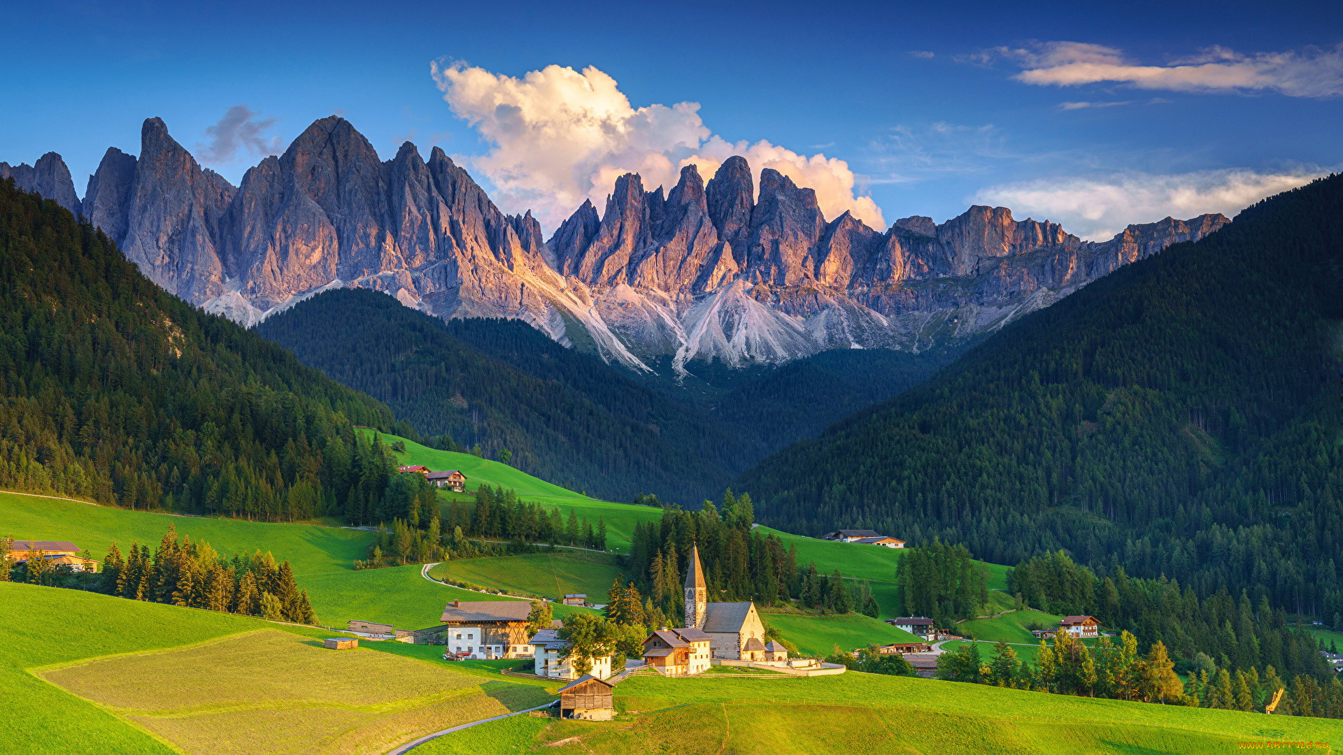 val, di, funes, santa, maddalena, italy, города, -, панорамы, val, di, funes, santa, maddalena