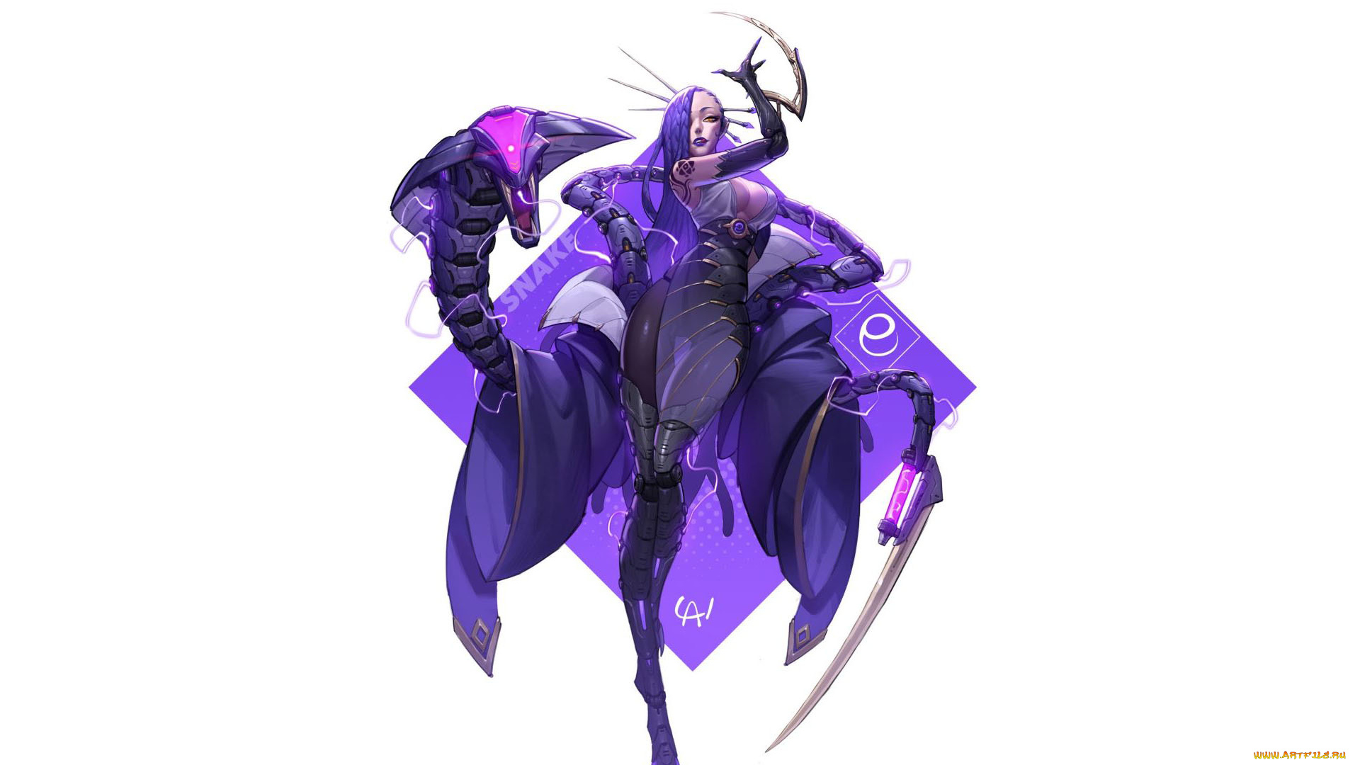 фэнтези, роботы, , киборги, , механизмы, девушка, змея