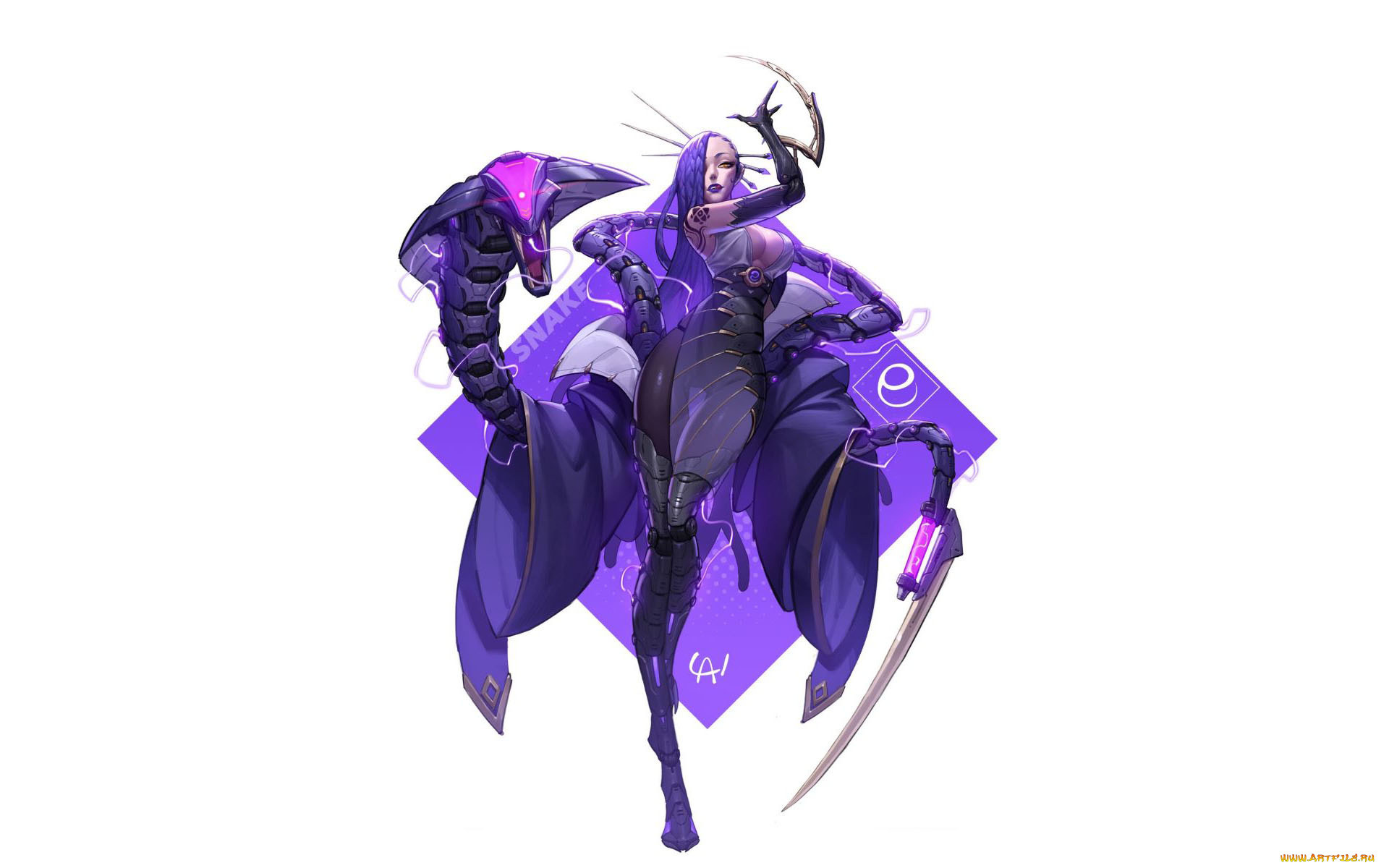 фэнтези, роботы, , киборги, , механизмы, девушка, змея