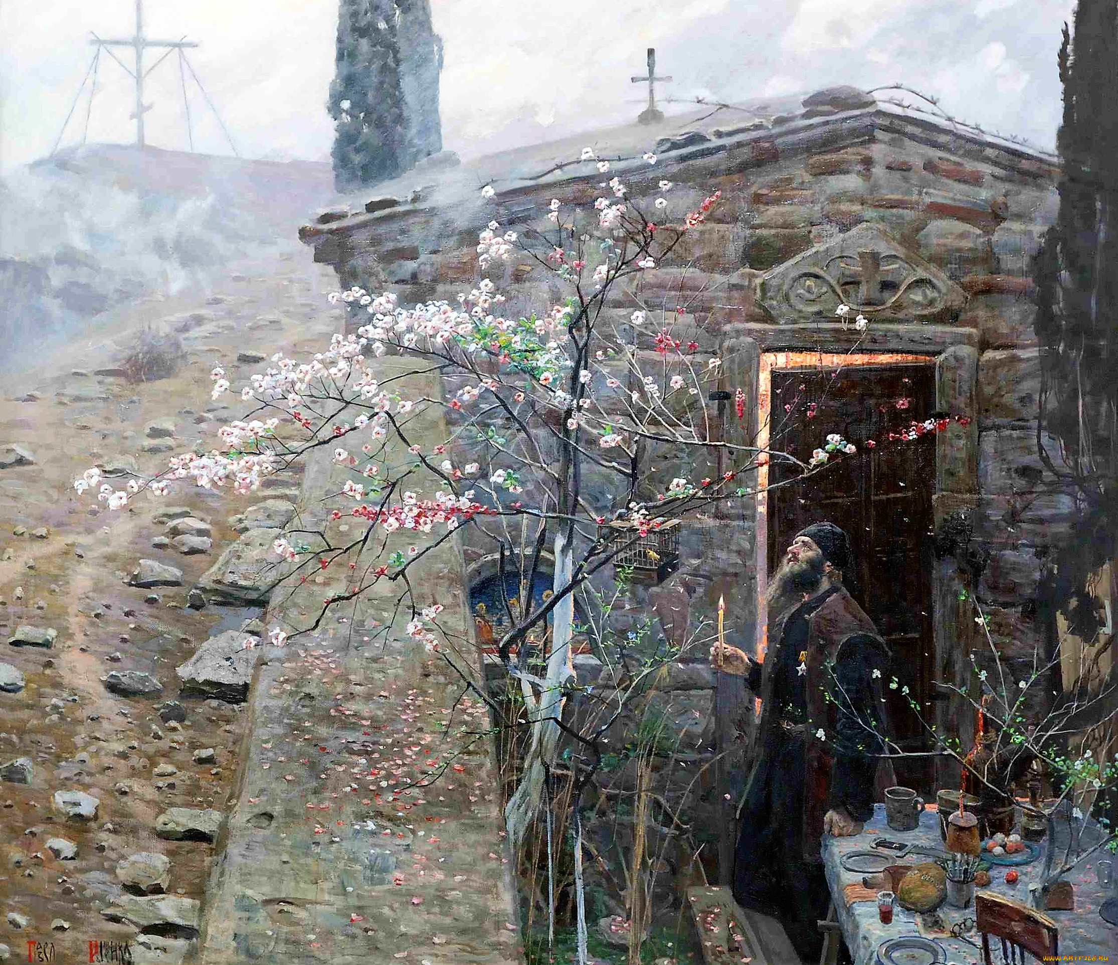 павел, викторович, рыженко, рисованное, павел, рыженко, священник, свеча, весна, церковь