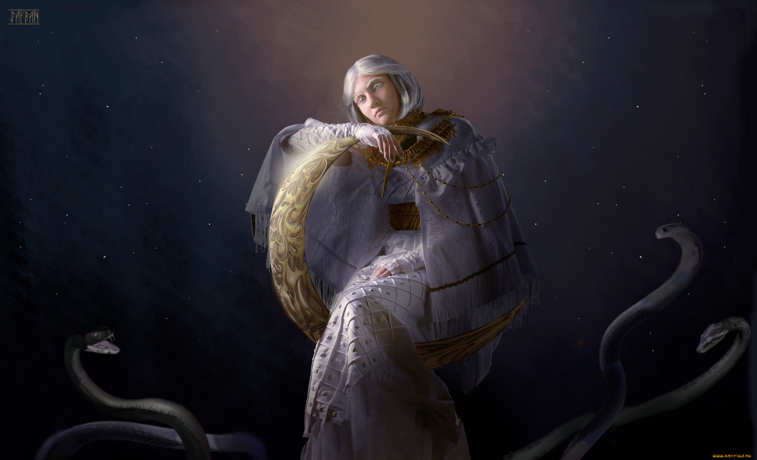 фэнтези, фотоарт, фигура, наряд, месяц, змеи