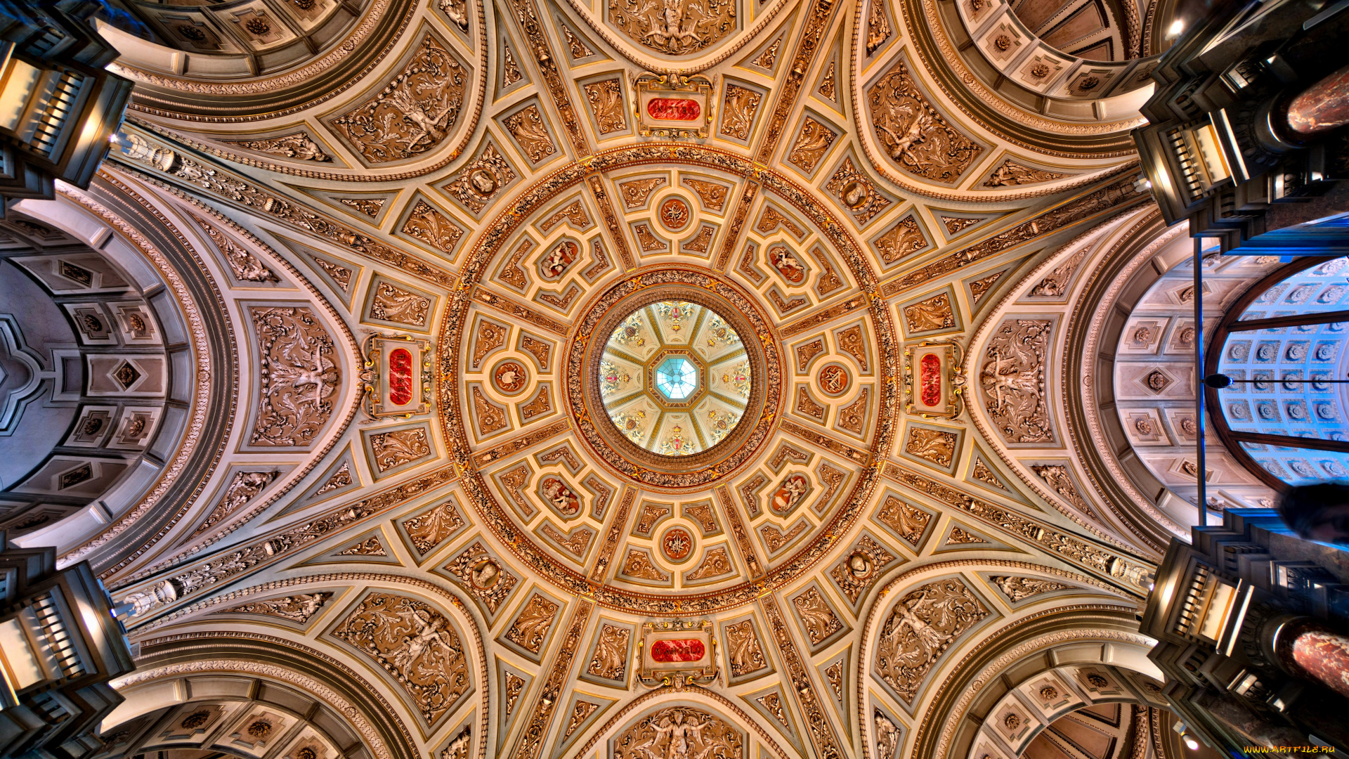 интерьер, убранство, , роспись, храма, музей, истории, искусств, потолок, австрия, вена, автор, trey, ratcliff