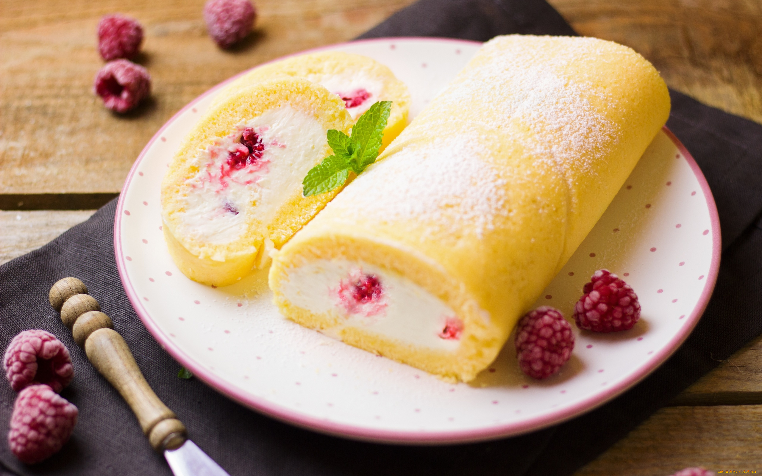 еда, пирожные, , кексы, , печенье, мята, рулет, бисквит, малина